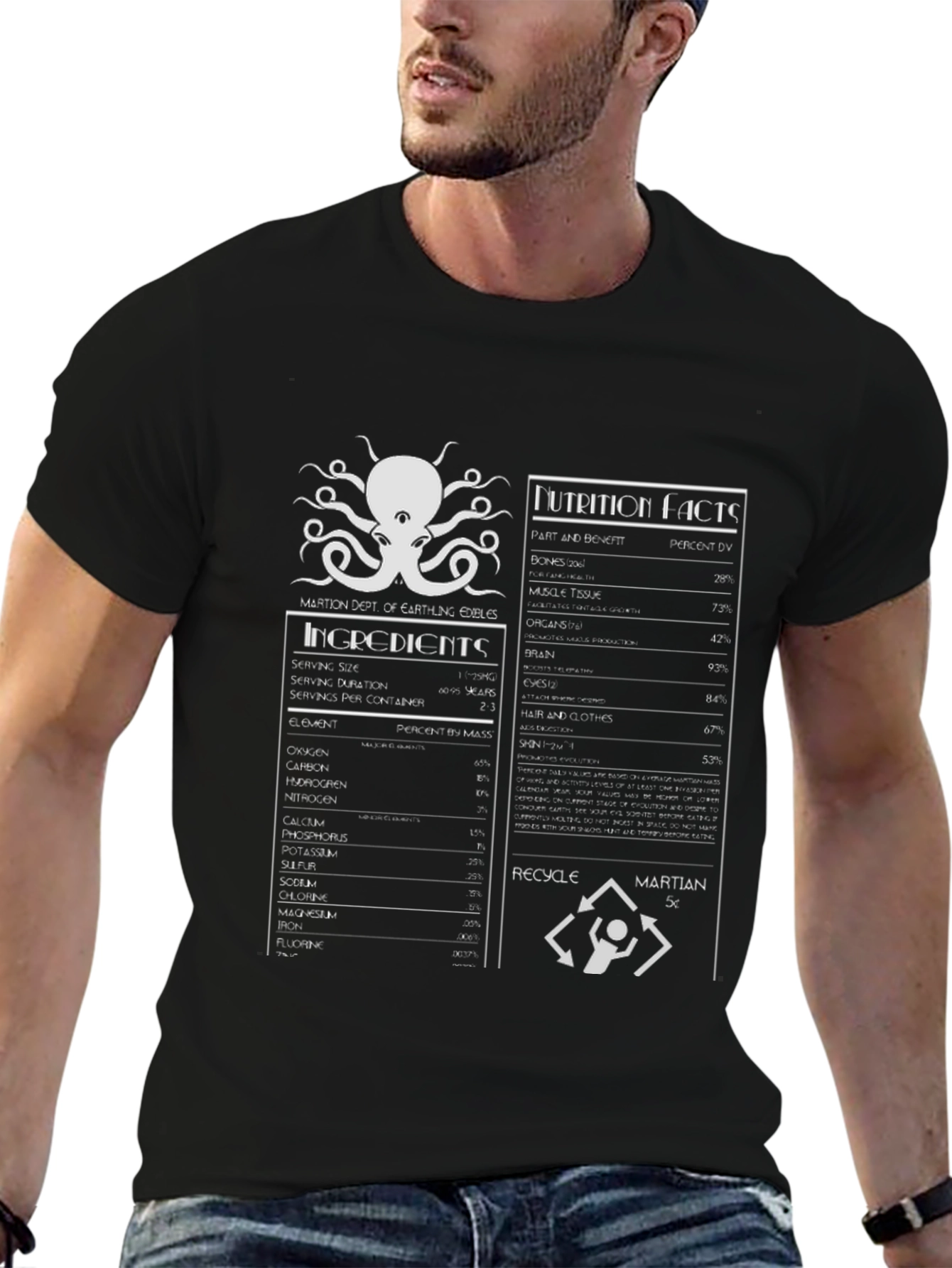 Martian Nutrition Facts Graphic T-Shirt