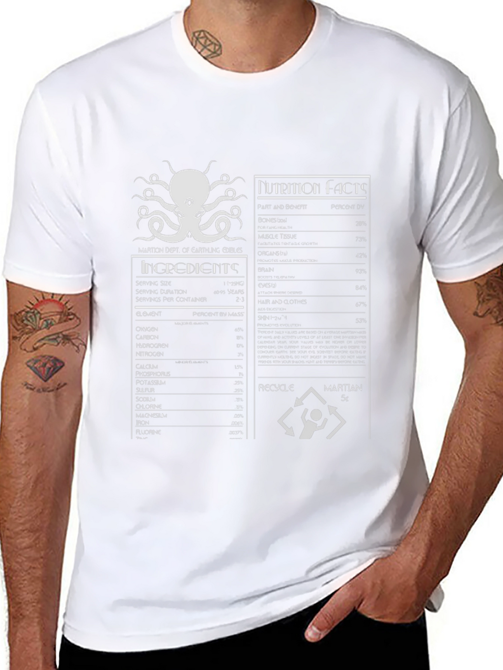 Martian Nutrition Facts Graphic T-Shirt