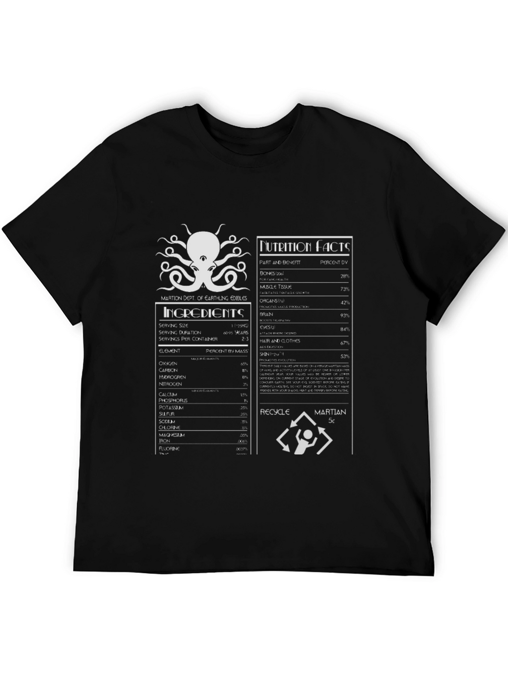Martian Nutrition Facts Graphic T-Shirt