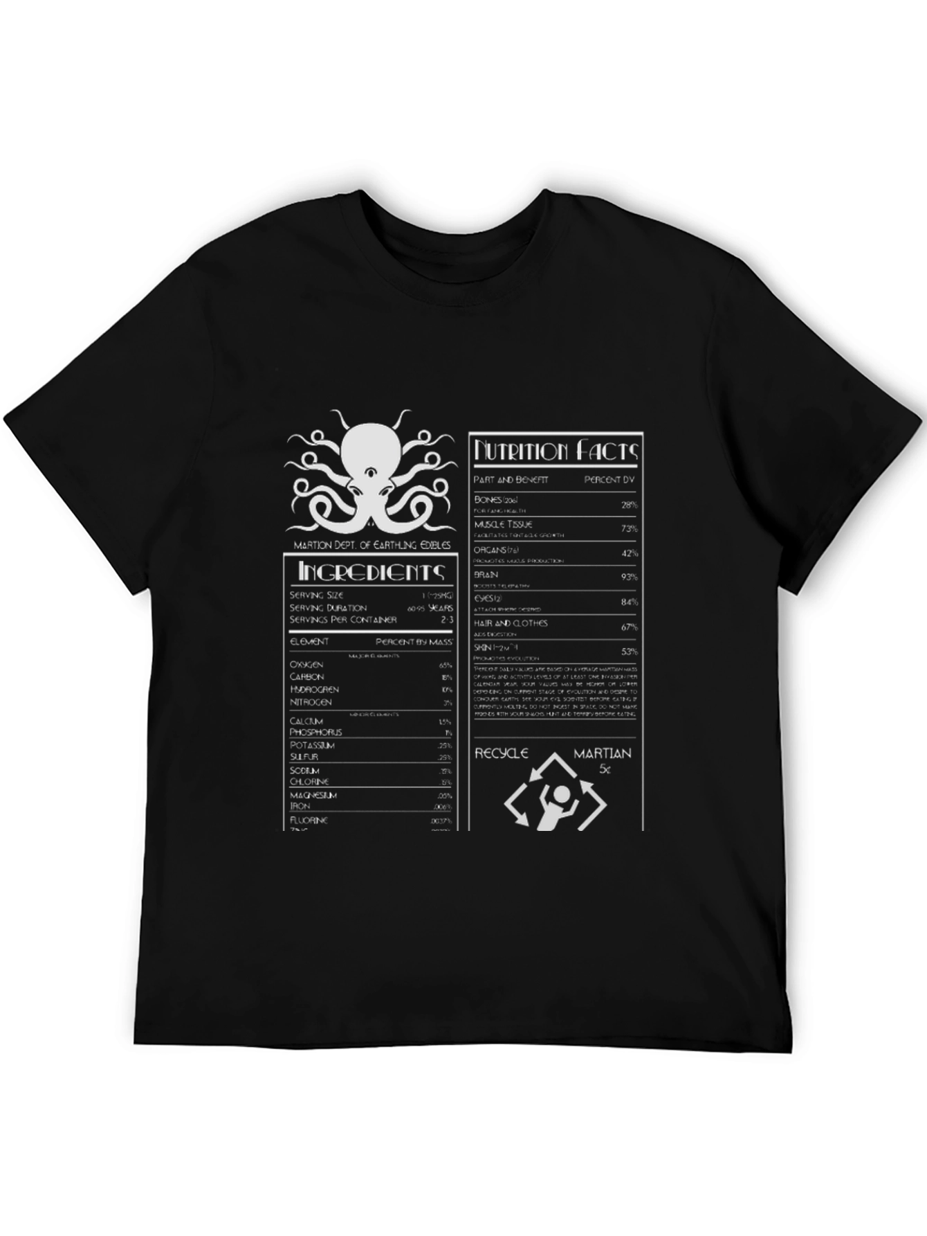 Martian Nutrition Facts Graphic T-Shirt
