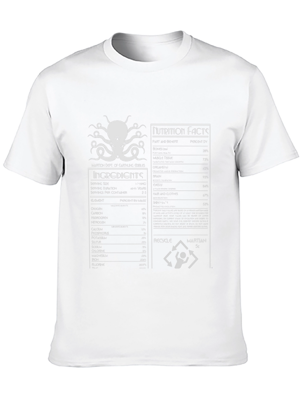 Martian Nutrition Facts Graphic T-Shirt