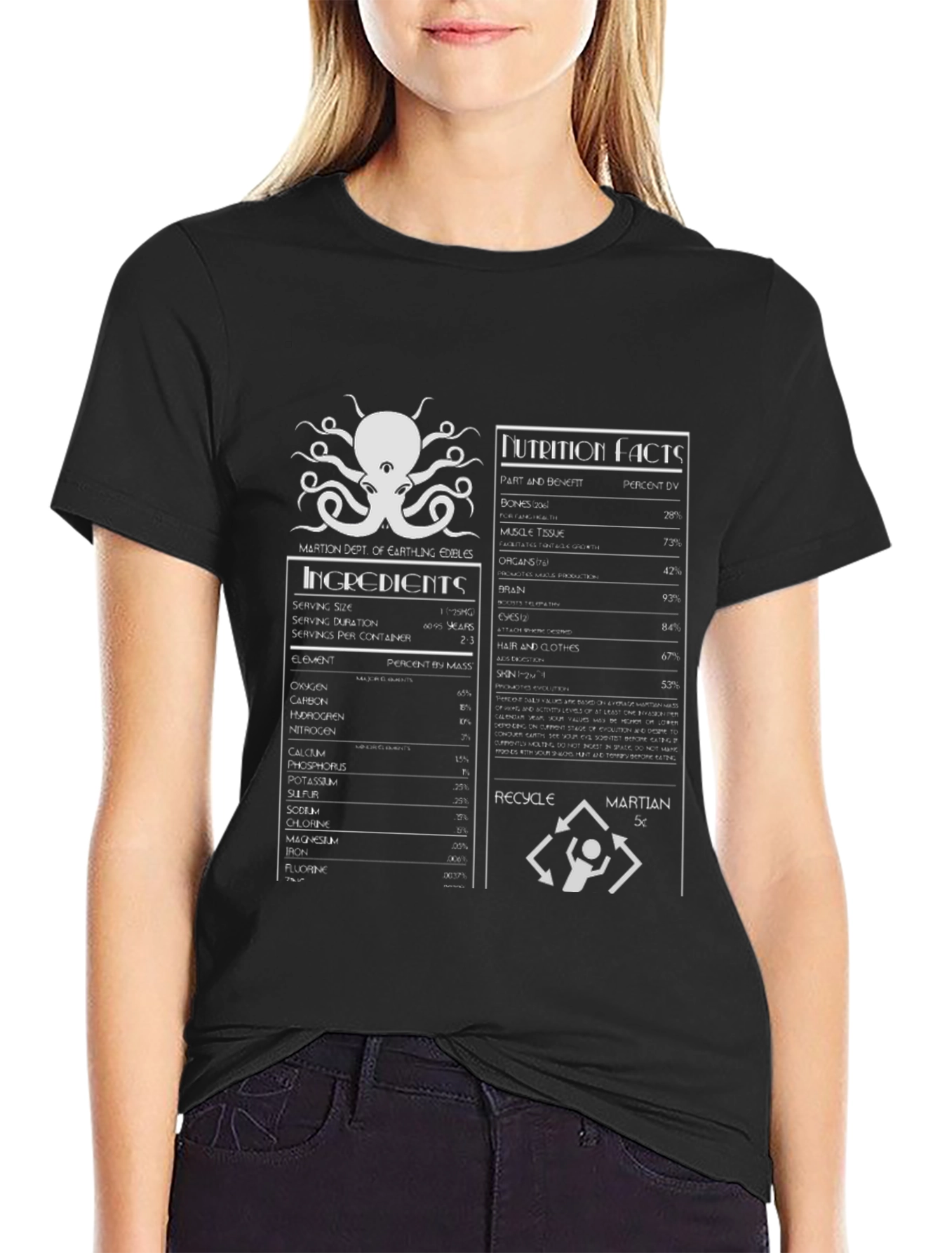 Martian Nutrition Facts Graphic T-Shirt