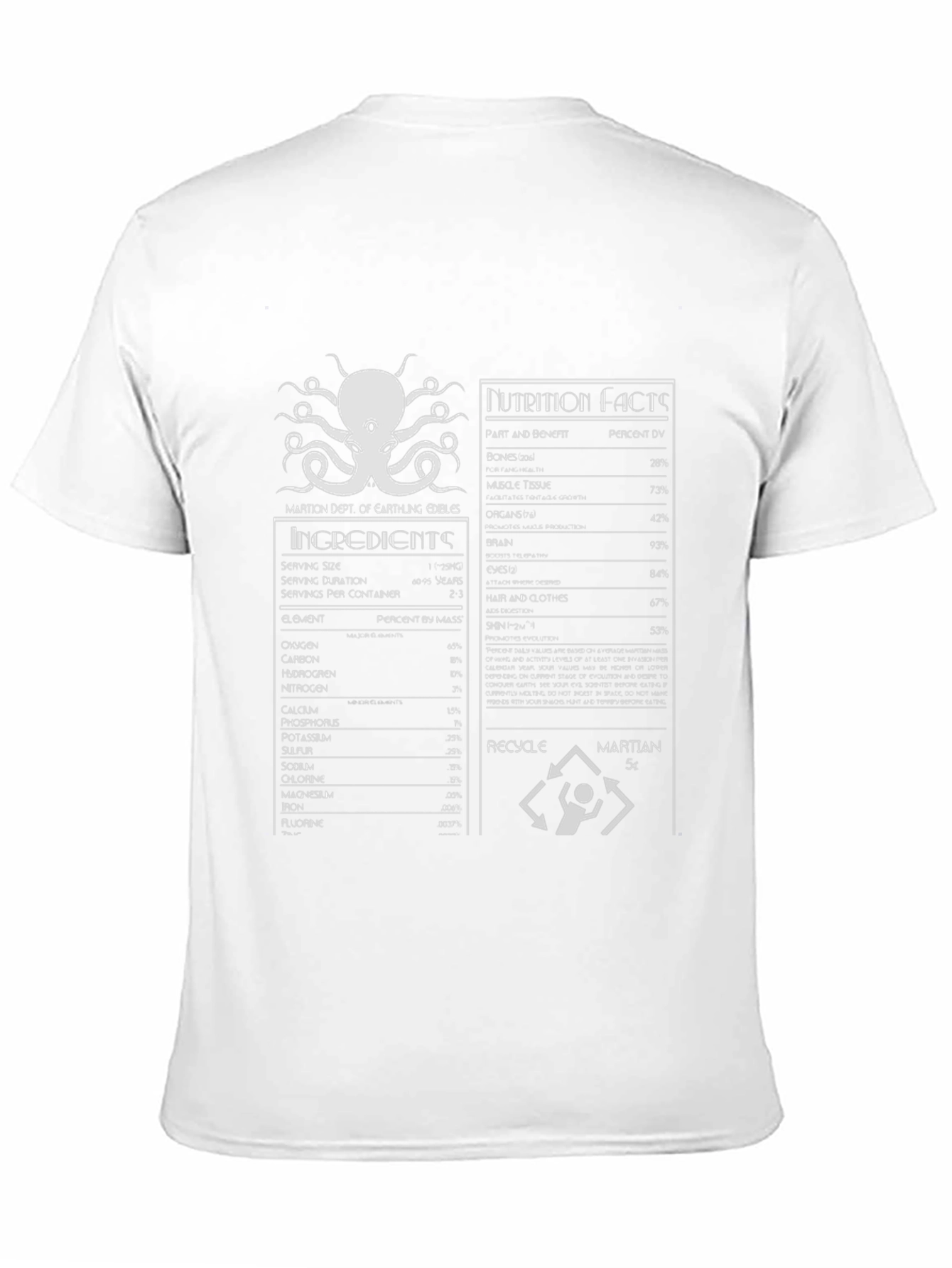 Martian Nutrition Facts Graphic T-Shirt