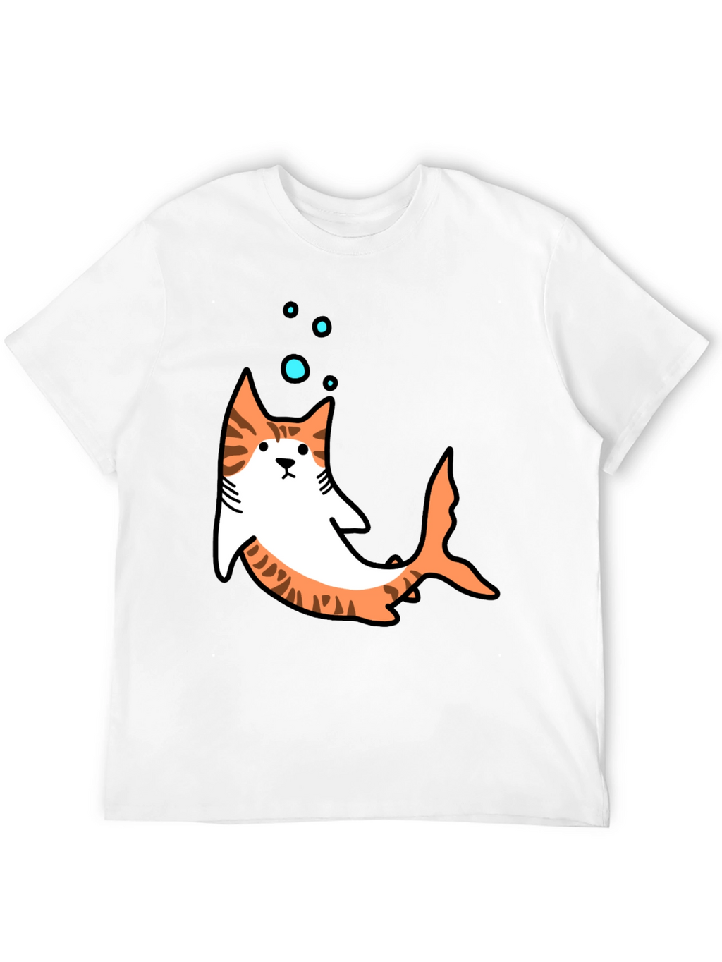 Cat Shark Graphic T-Shirt - Black Fun Design