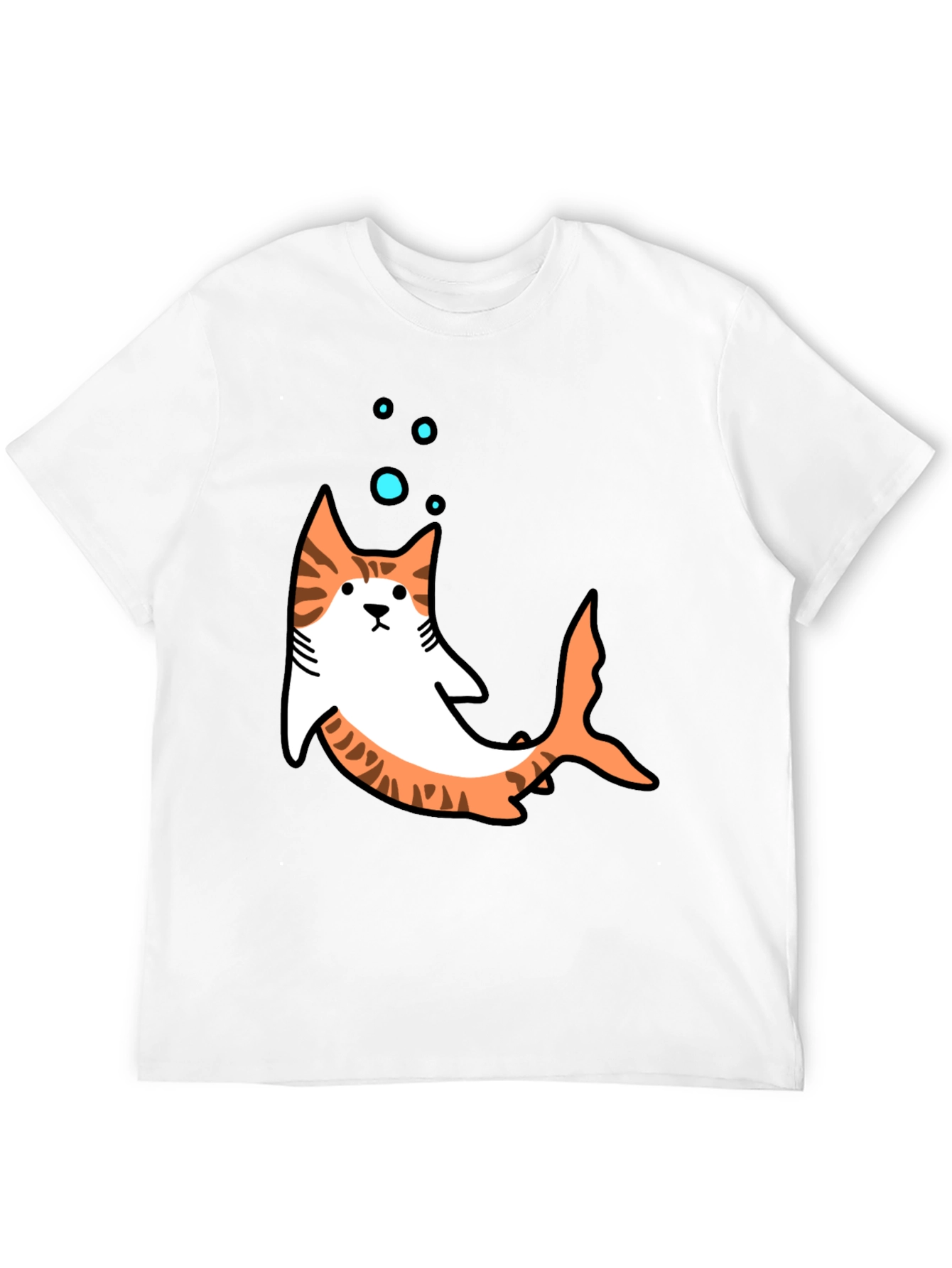 Cat Shark Graphic T-Shirt - Black Fun Design