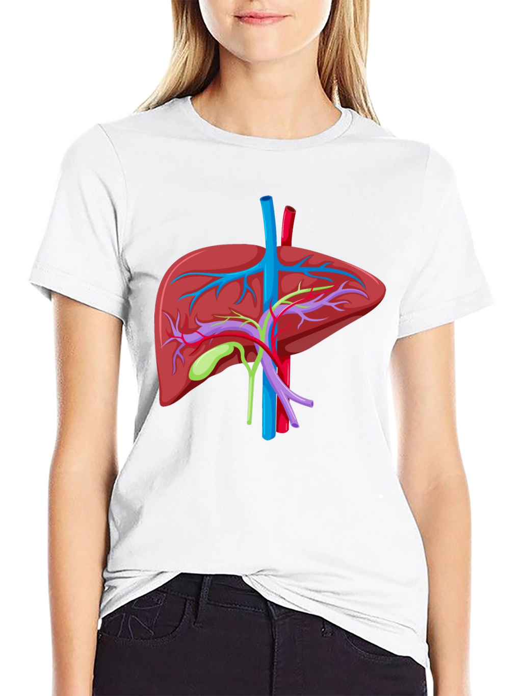 Anatomical Liver Graphic T-Shirt - Black Cotton Tee