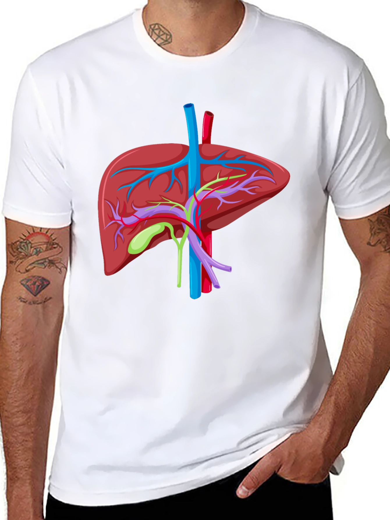 Anatomical Liver Graphic T-Shirt - Black Cotton Tee