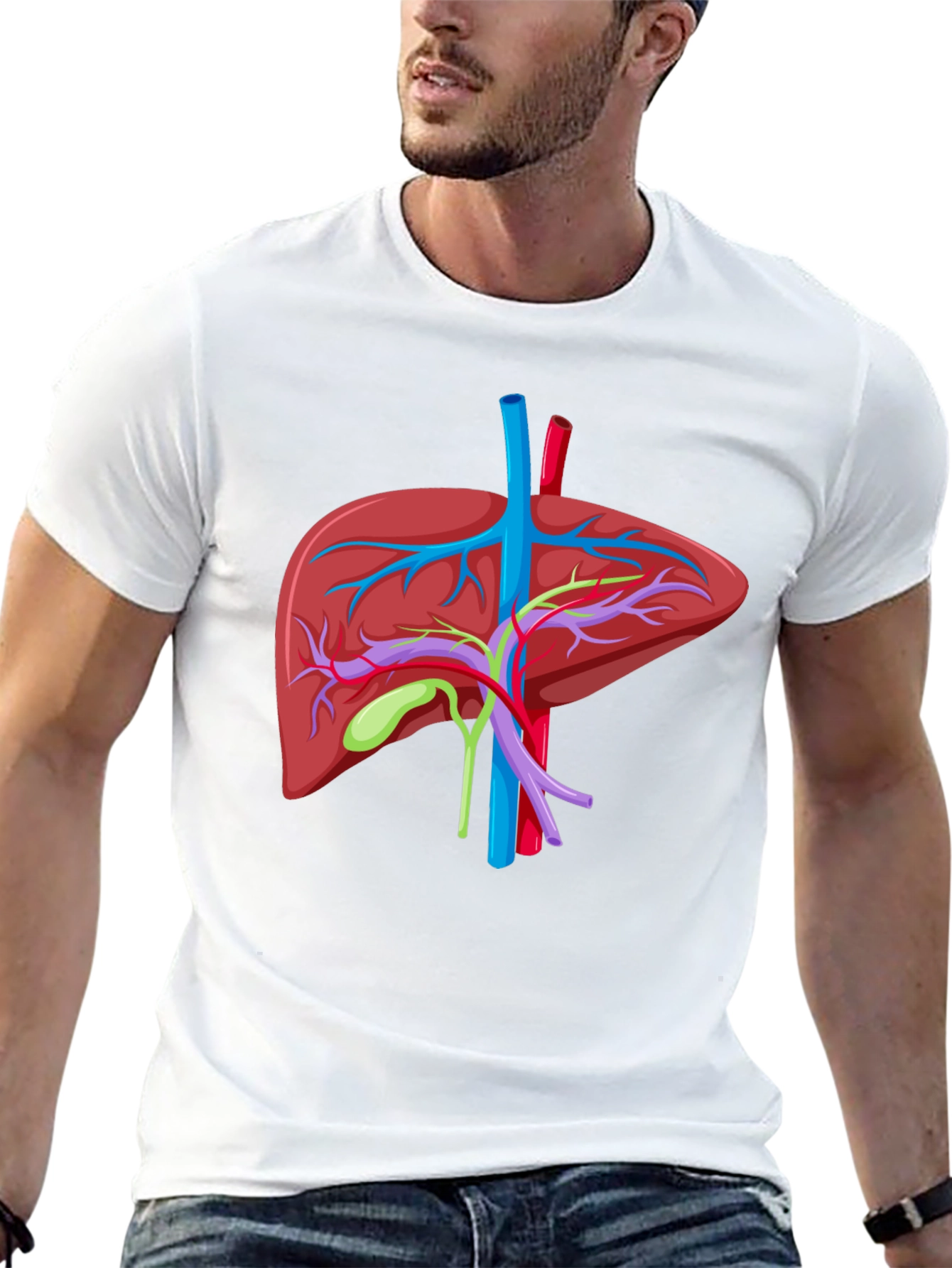 Anatomical Liver Graphic T-Shirt - Black Cotton Tee