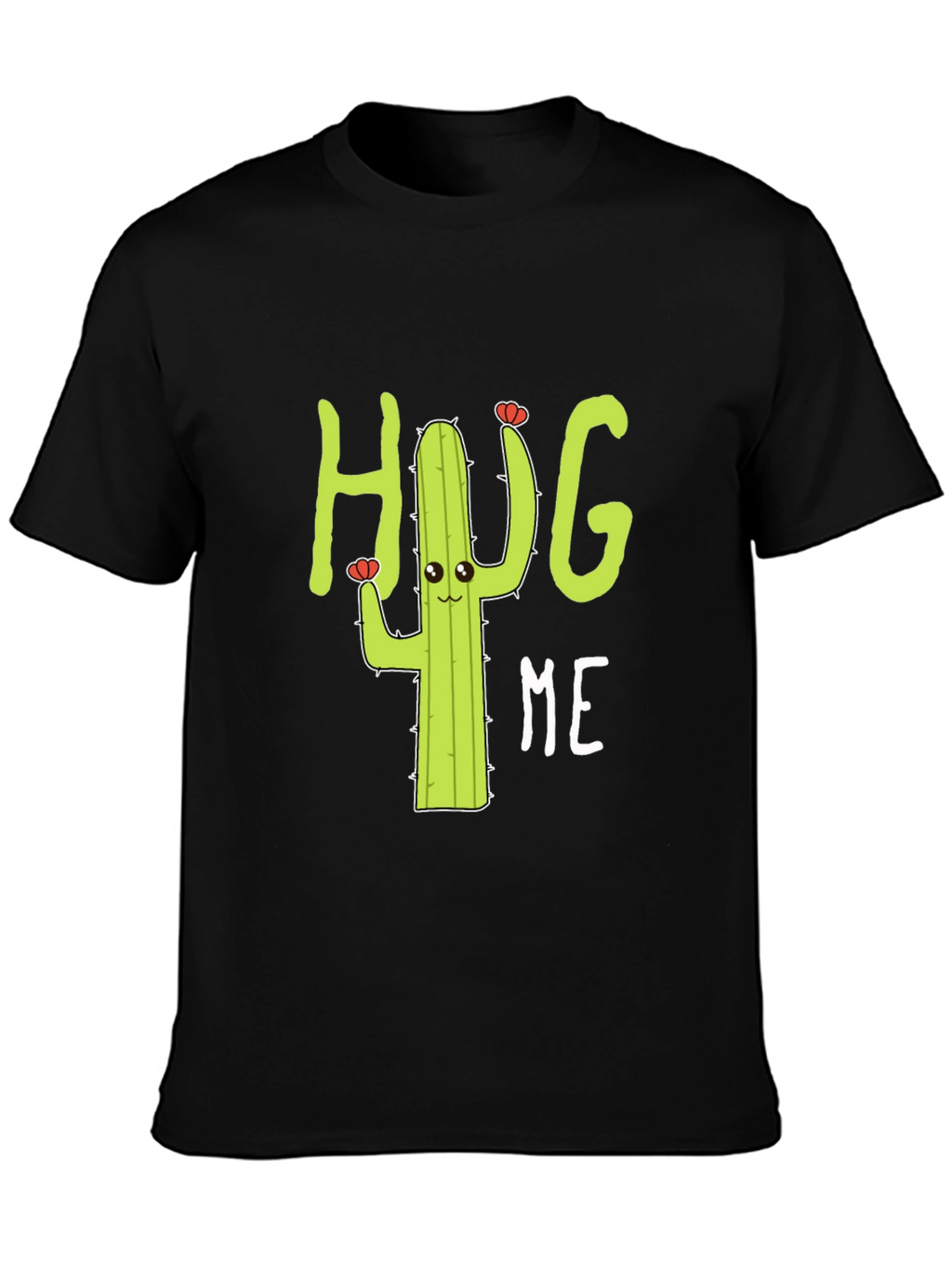 Hug Me Cactus Graphic Tee - Black