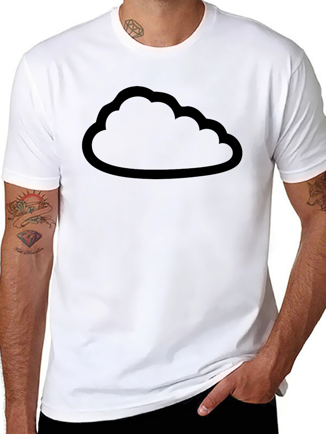 Cloud Outline Graphic Tee - Unisex Black T-Shirt