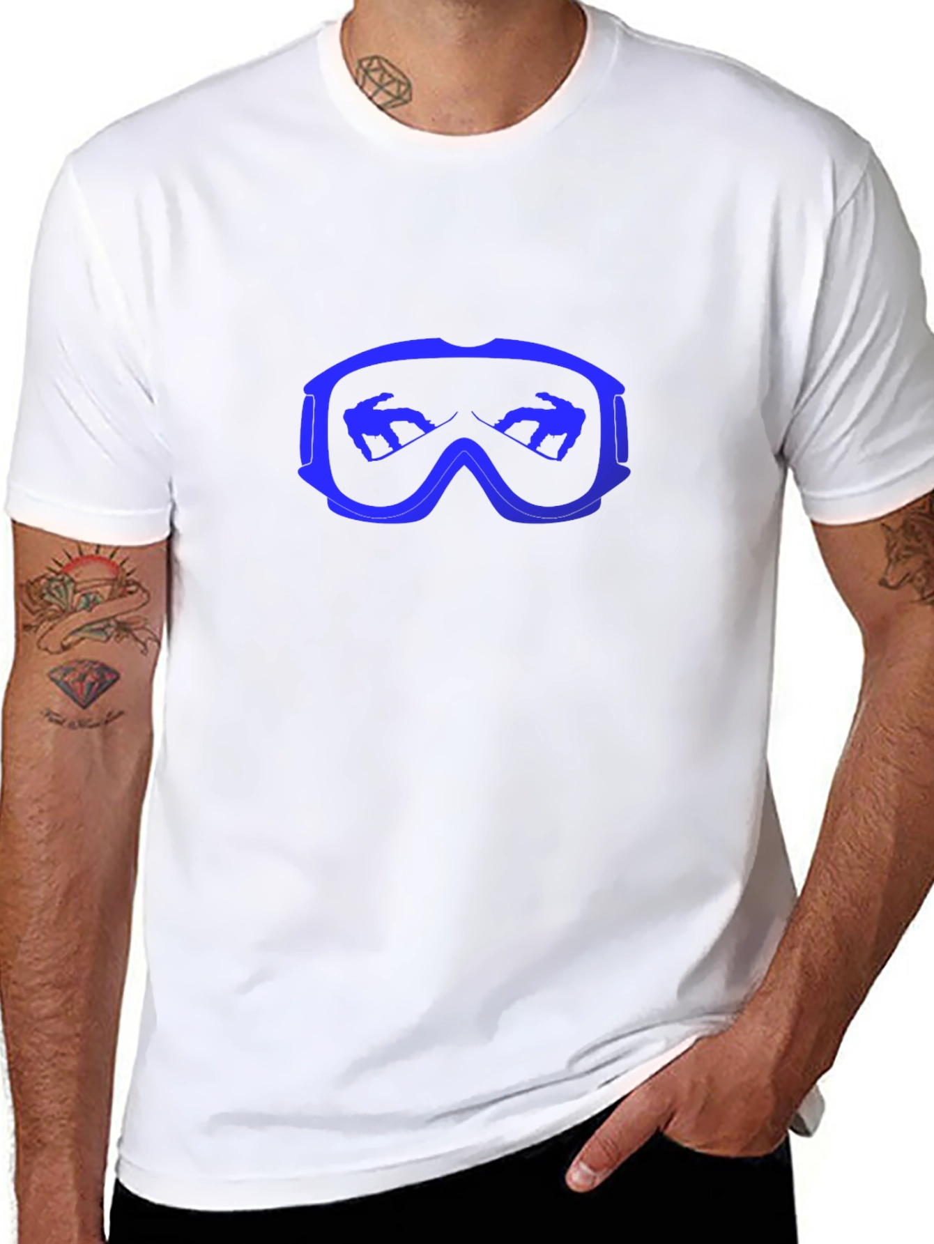 Cool Blue Ski Goggles Graphic Black T-Shirt