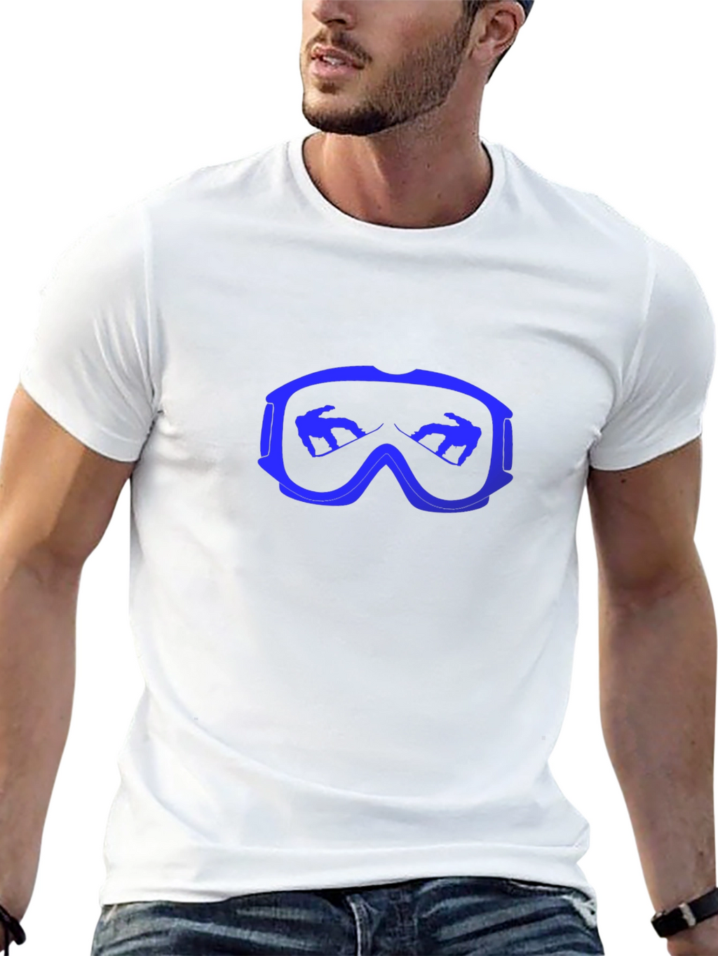 Cool Blue Ski Goggles Graphic Black T-Shirt