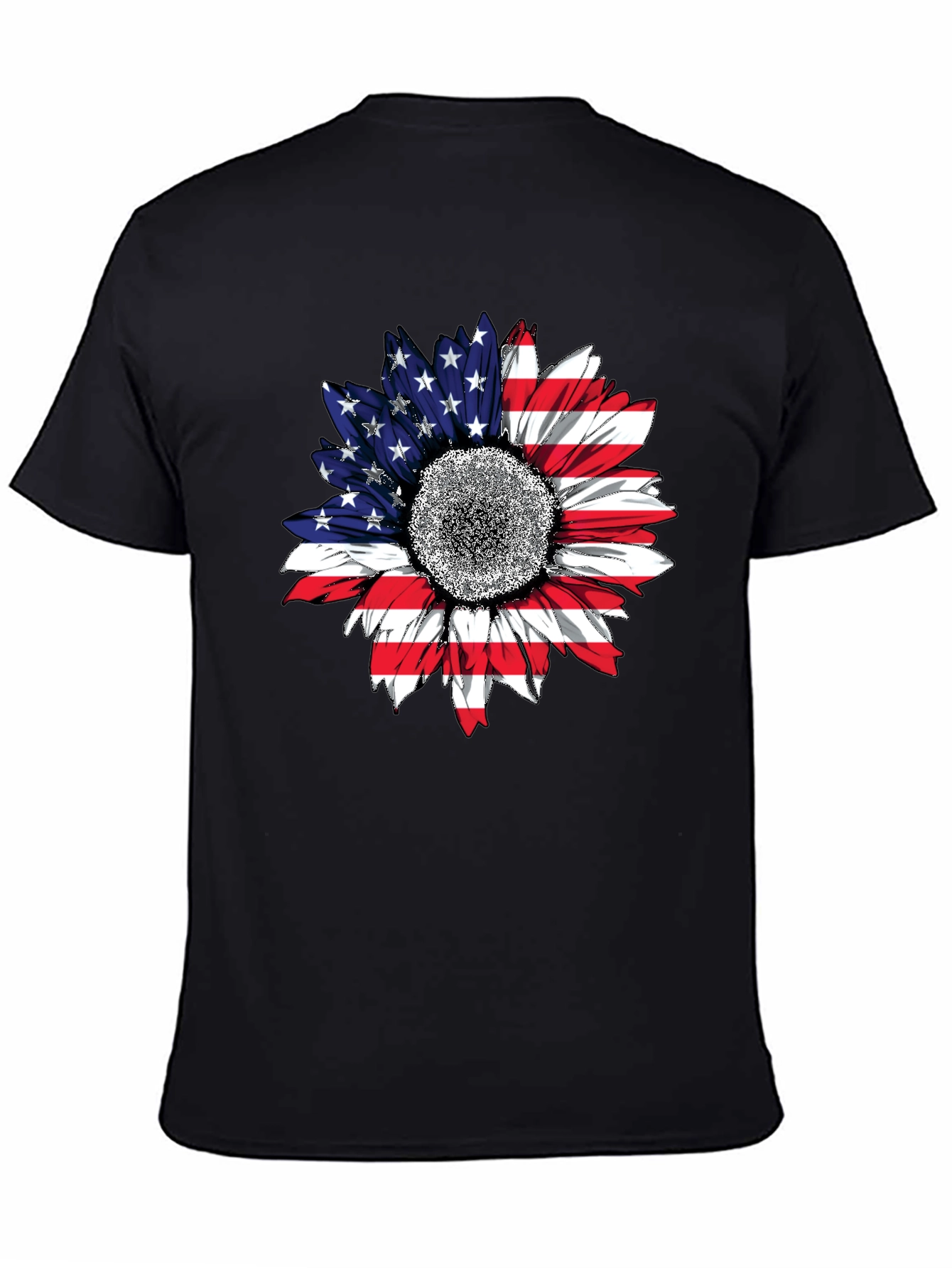 American Flag Sunflower T-Shirt Patriotic USA