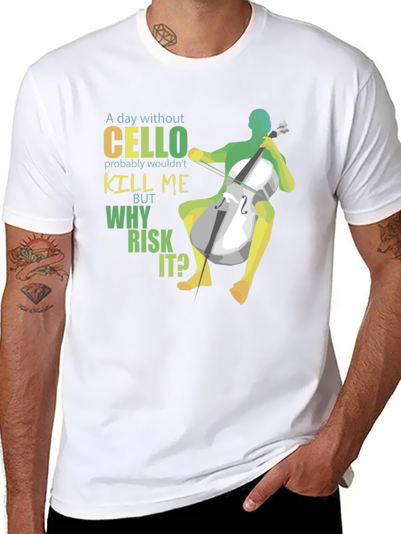 Cello Player Graphic Tee - Music Lover T-Shirt