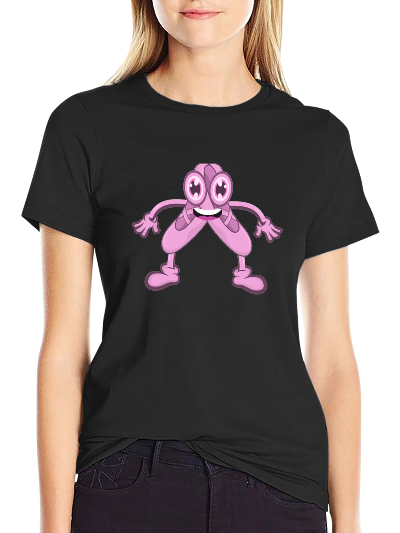 Cartoon Ballet Shoes Black T-Shirt