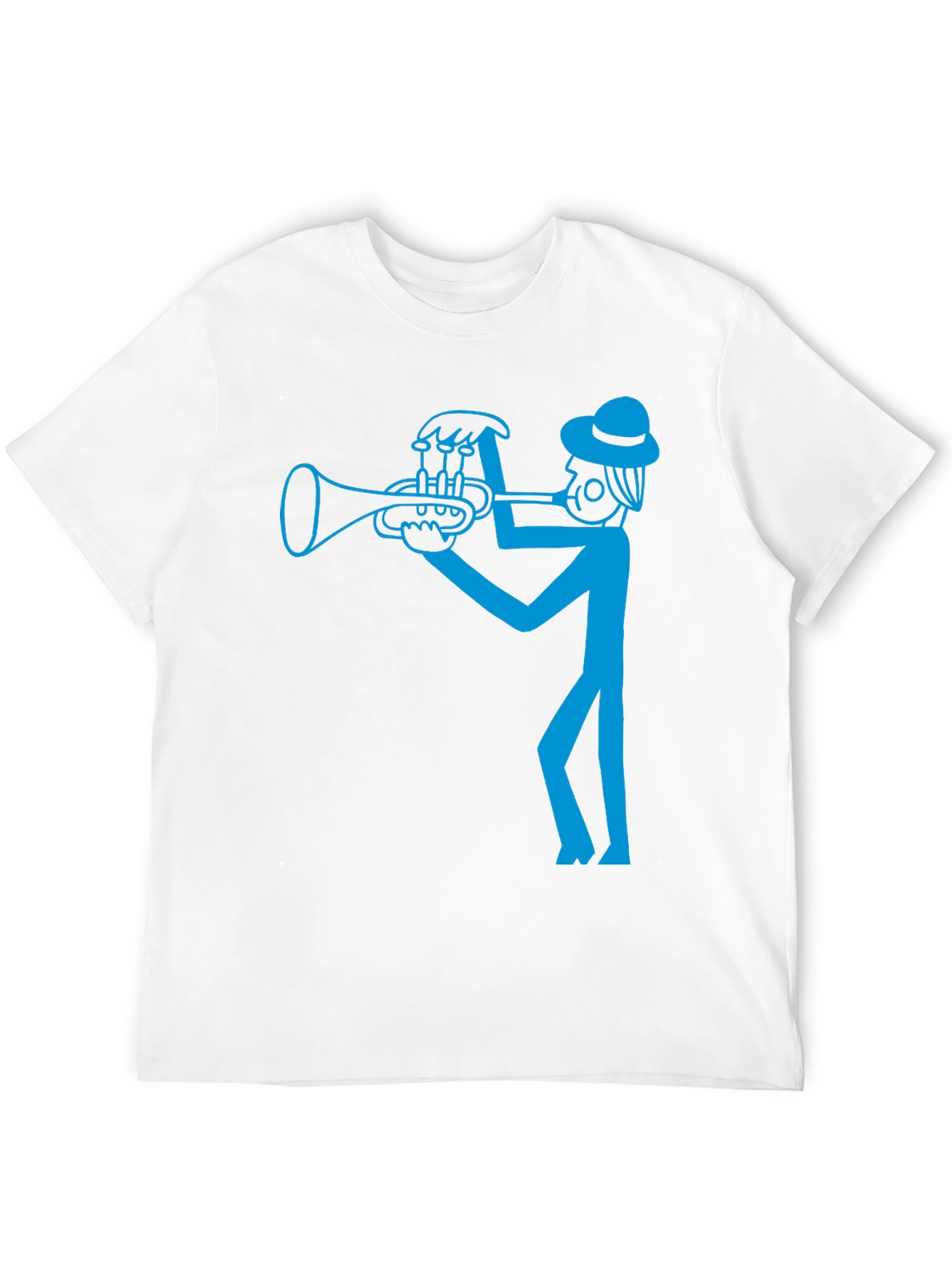 Cool Blue Trumpet Player Graphic Black T-Shirt