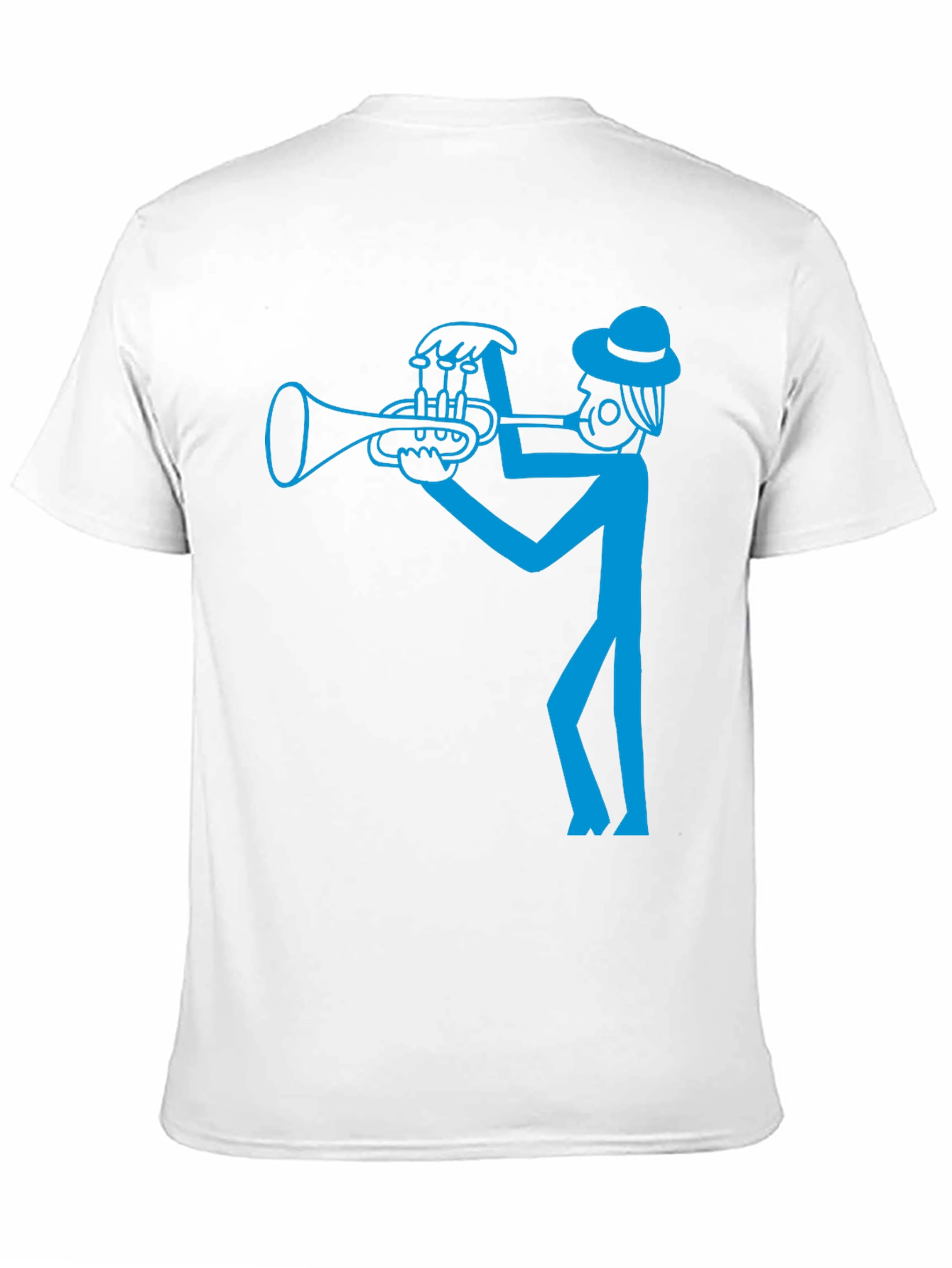 Cool Blue Trumpet Player Graphic Black T-Shirt