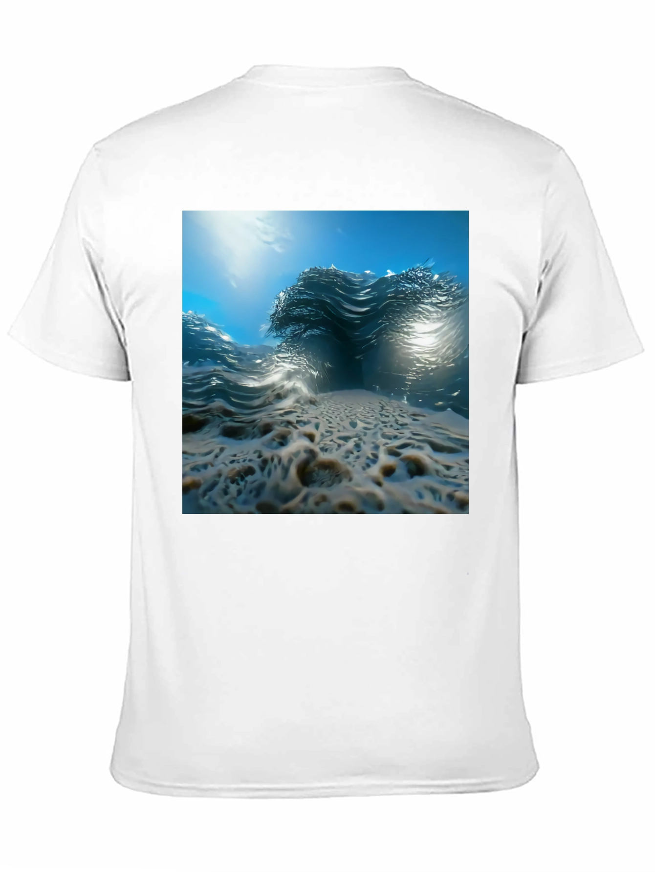Ocean Wave Print Black Tee