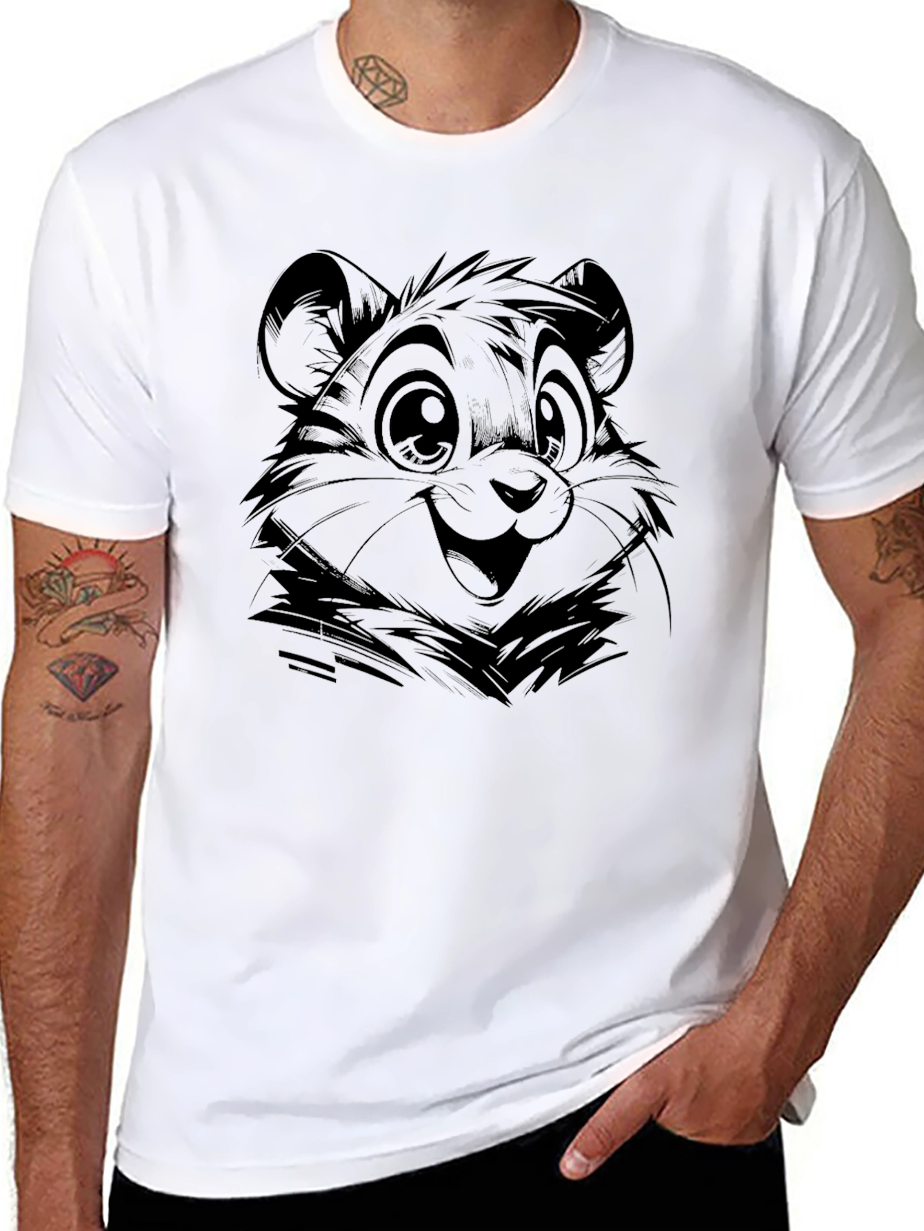Cute Bear Graphic Tee - Black Cotton Comfort