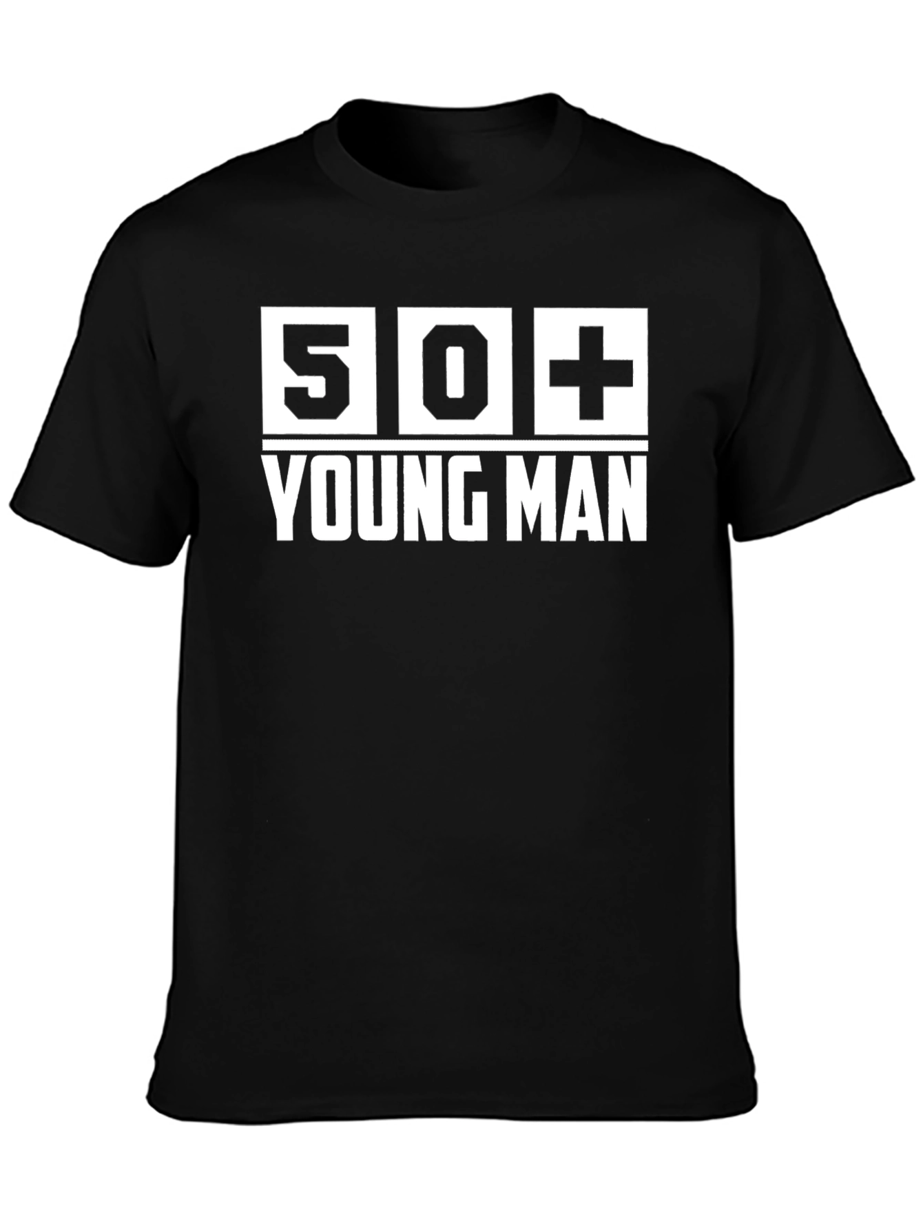 50+ Young Man Black T-Shirt