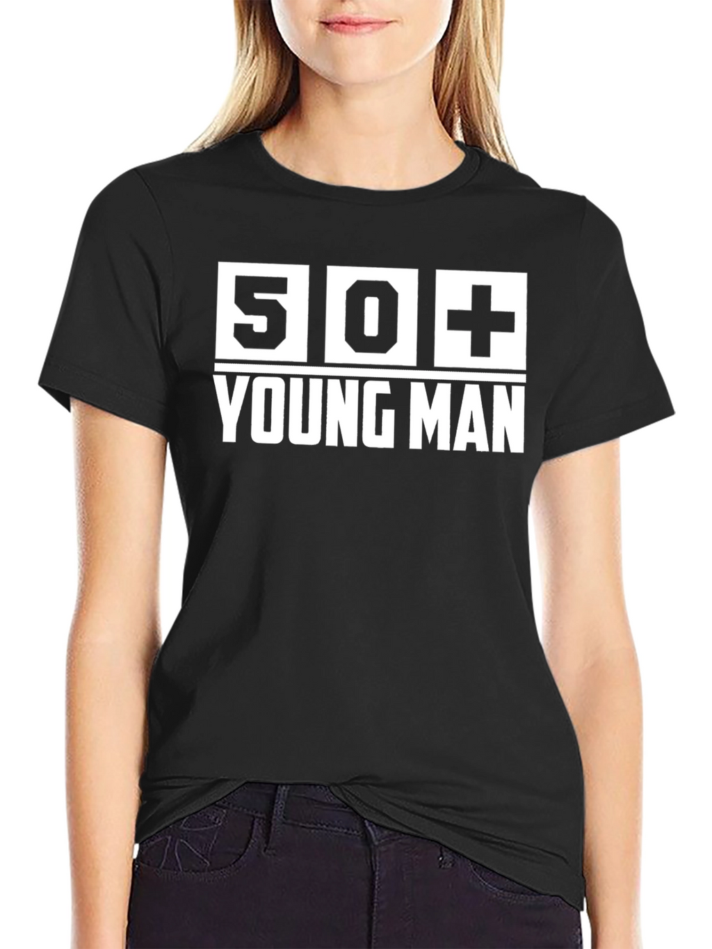 50+ Young Man Black T-Shirt