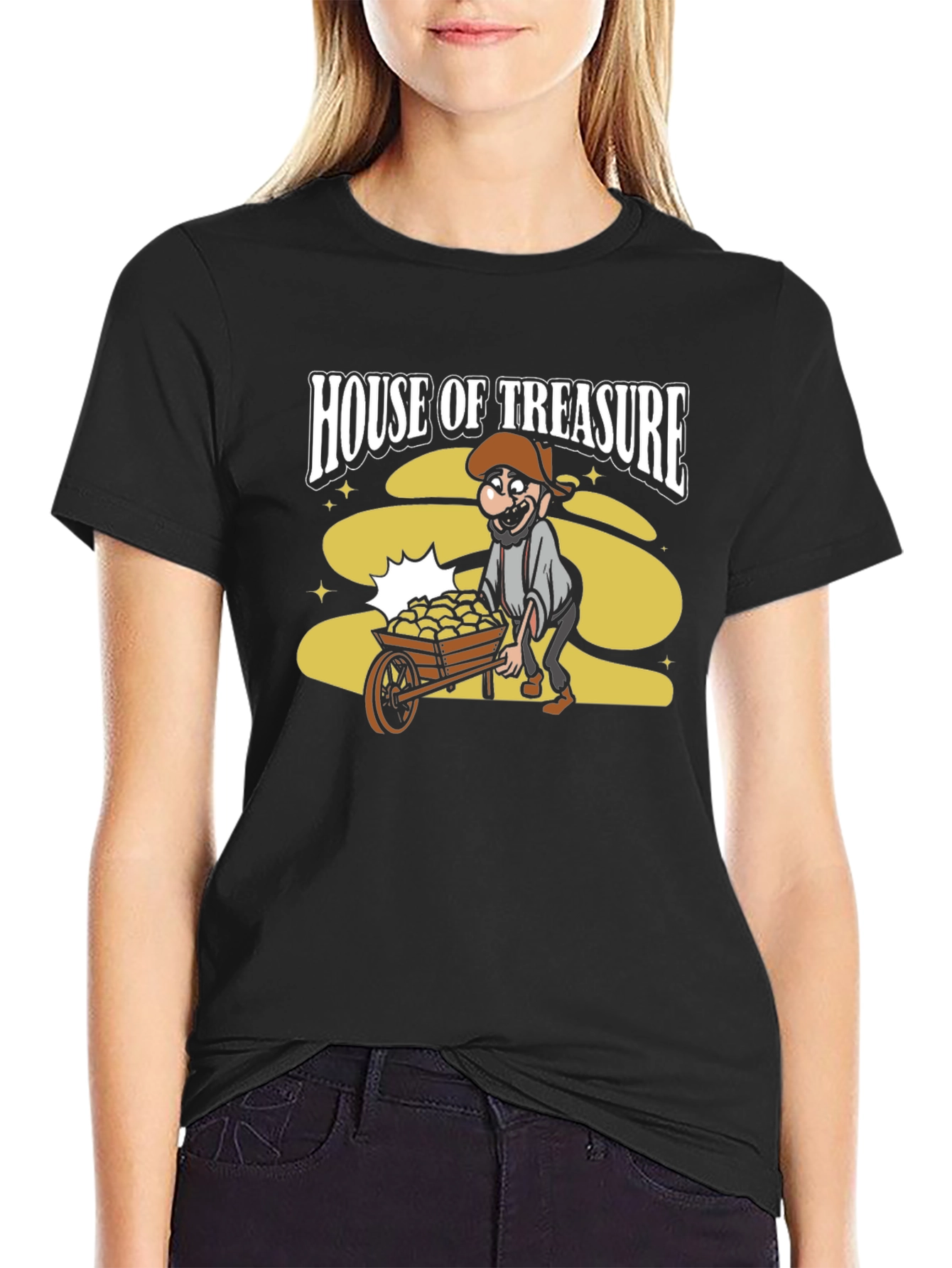 House of Treasure Funny Cartoon Graphic T-Shirt