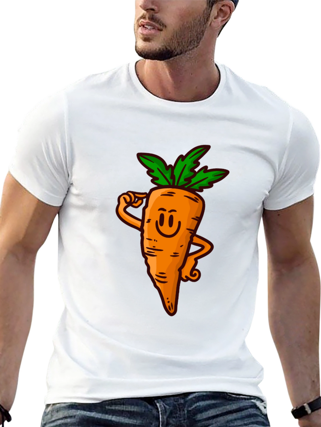 Funny Carrot Cartoon Black T-Shirt