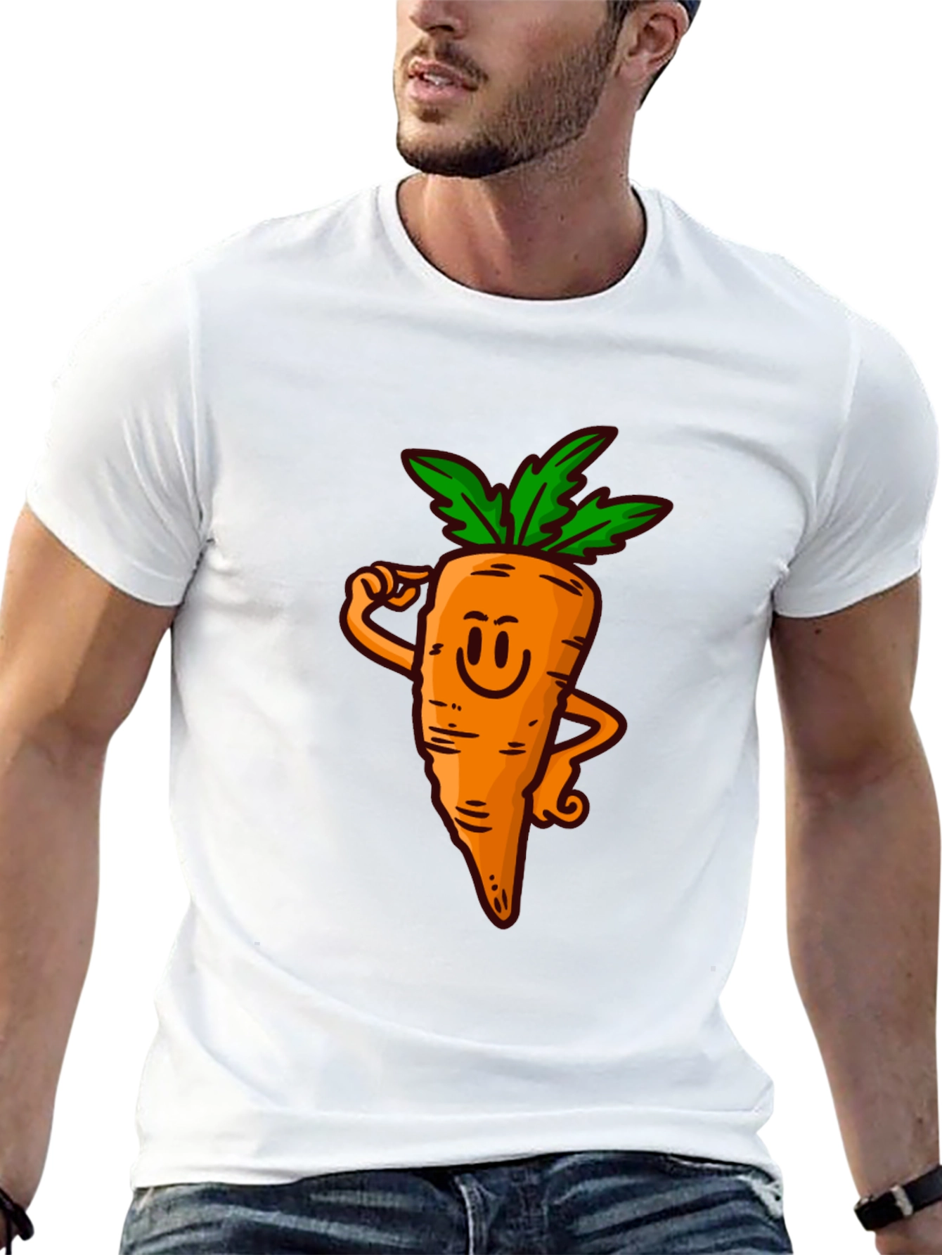 Funny Carrot Cartoon Black T-Shirt