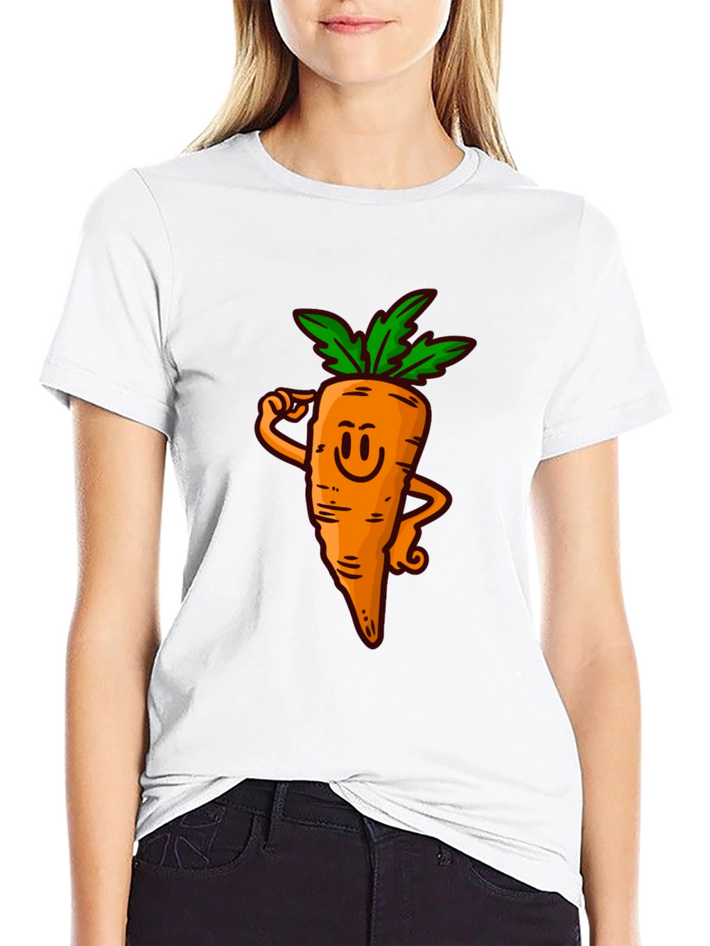 Funny Carrot Cartoon Black T-Shirt