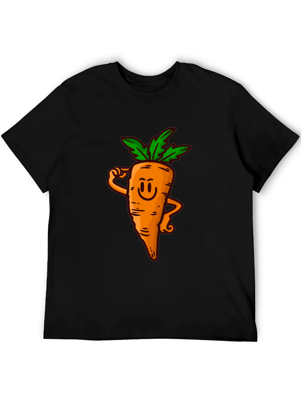 Funny Carrot Cartoon Black T-Shirt