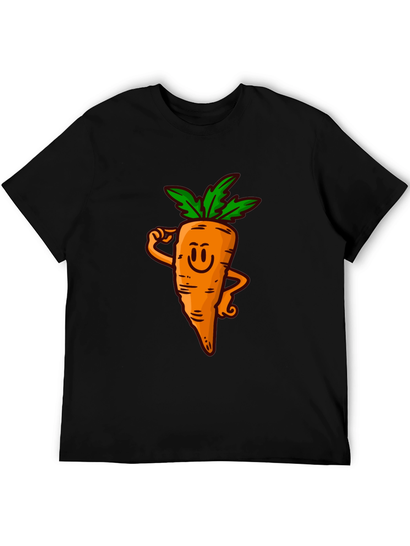 Funny Carrot Cartoon Black T-Shirt