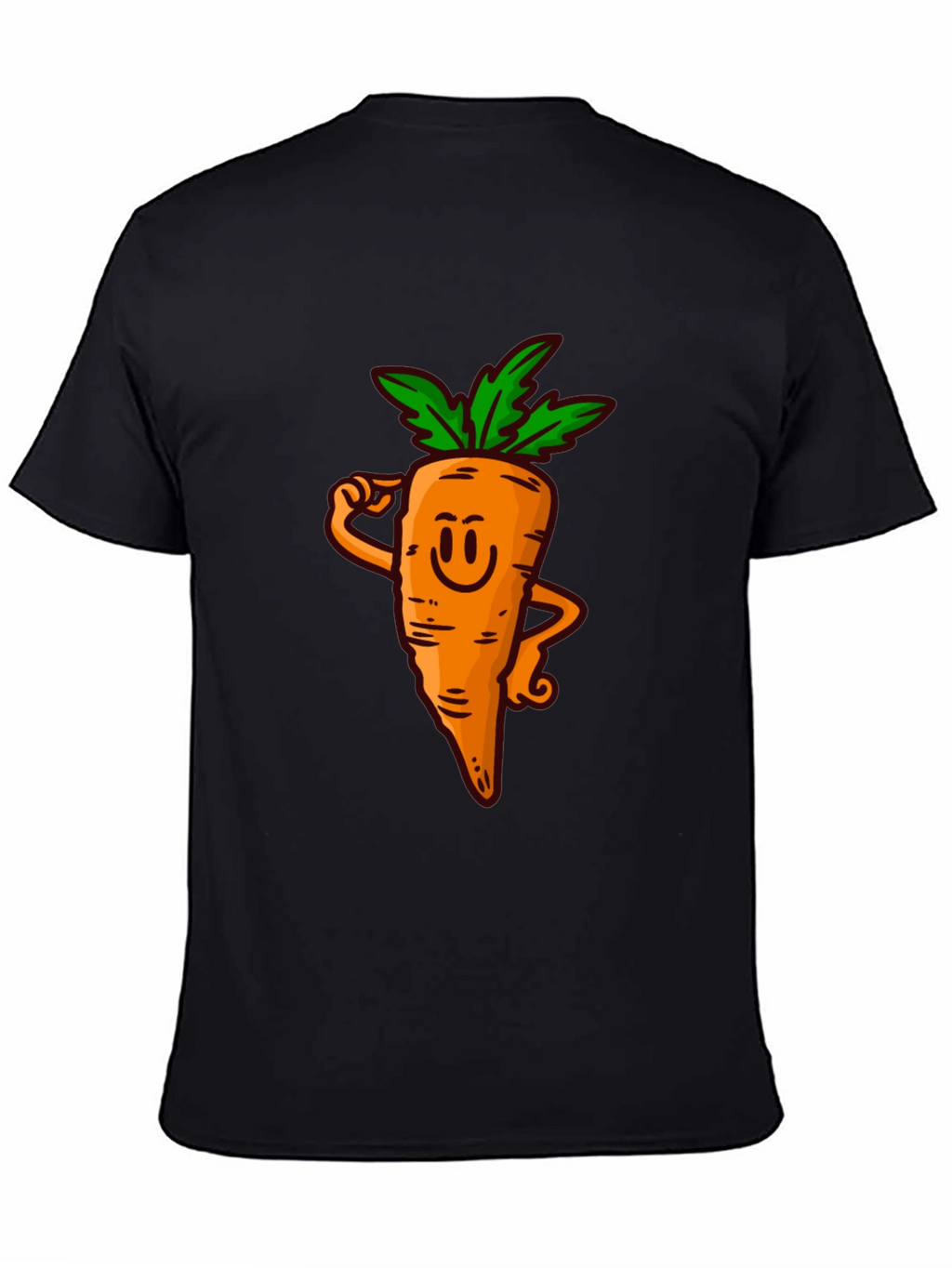 Funny Carrot Cartoon Black T-Shirt
