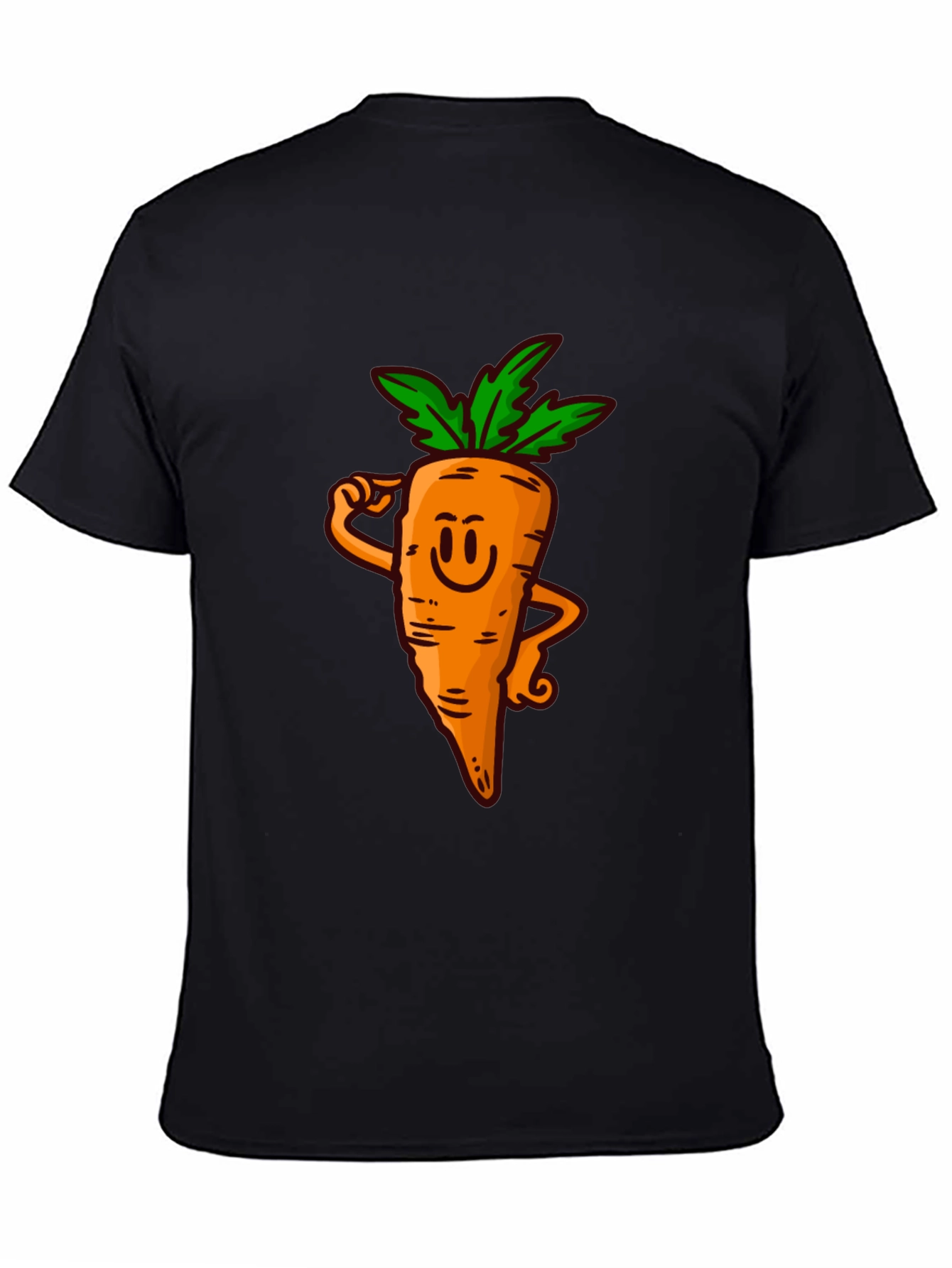 Funny Carrot Cartoon Black T-Shirt