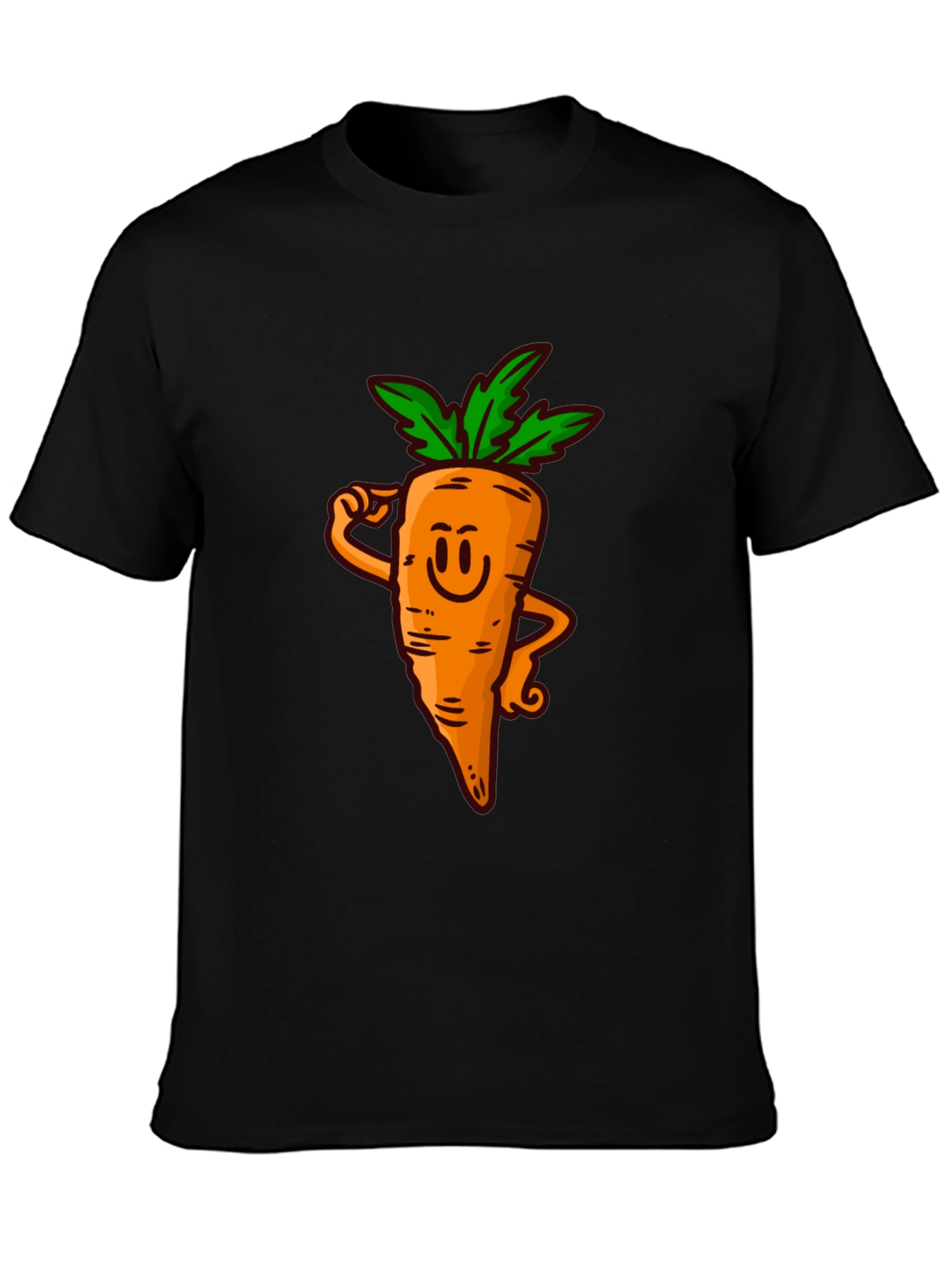 Funny Carrot Cartoon Black T-Shirt