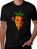 Funny Carrot Cartoon Black T-Shirt