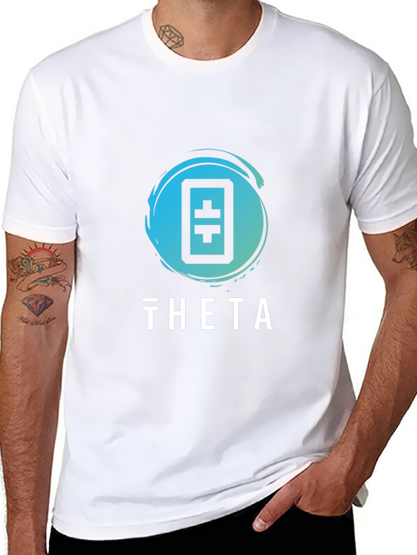 Theta Crypto Black T-Shirt: Modern Graphic Tee