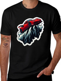 Red Sports Car Mountain Graphic Black T-Shirt