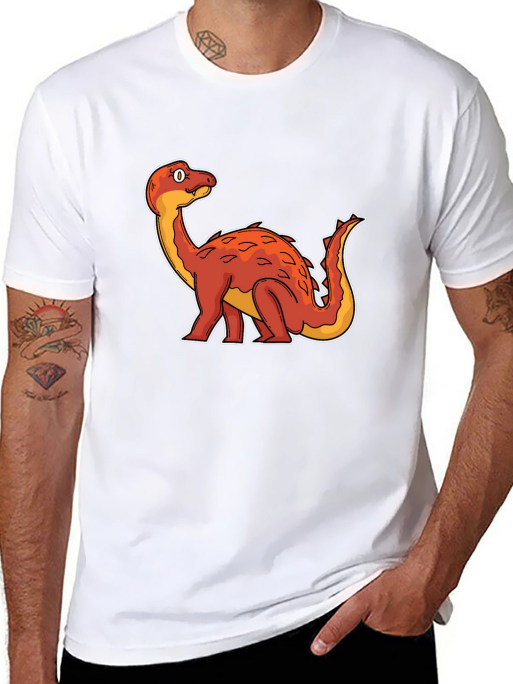 Dino Cartoon Graphic Tee - Black