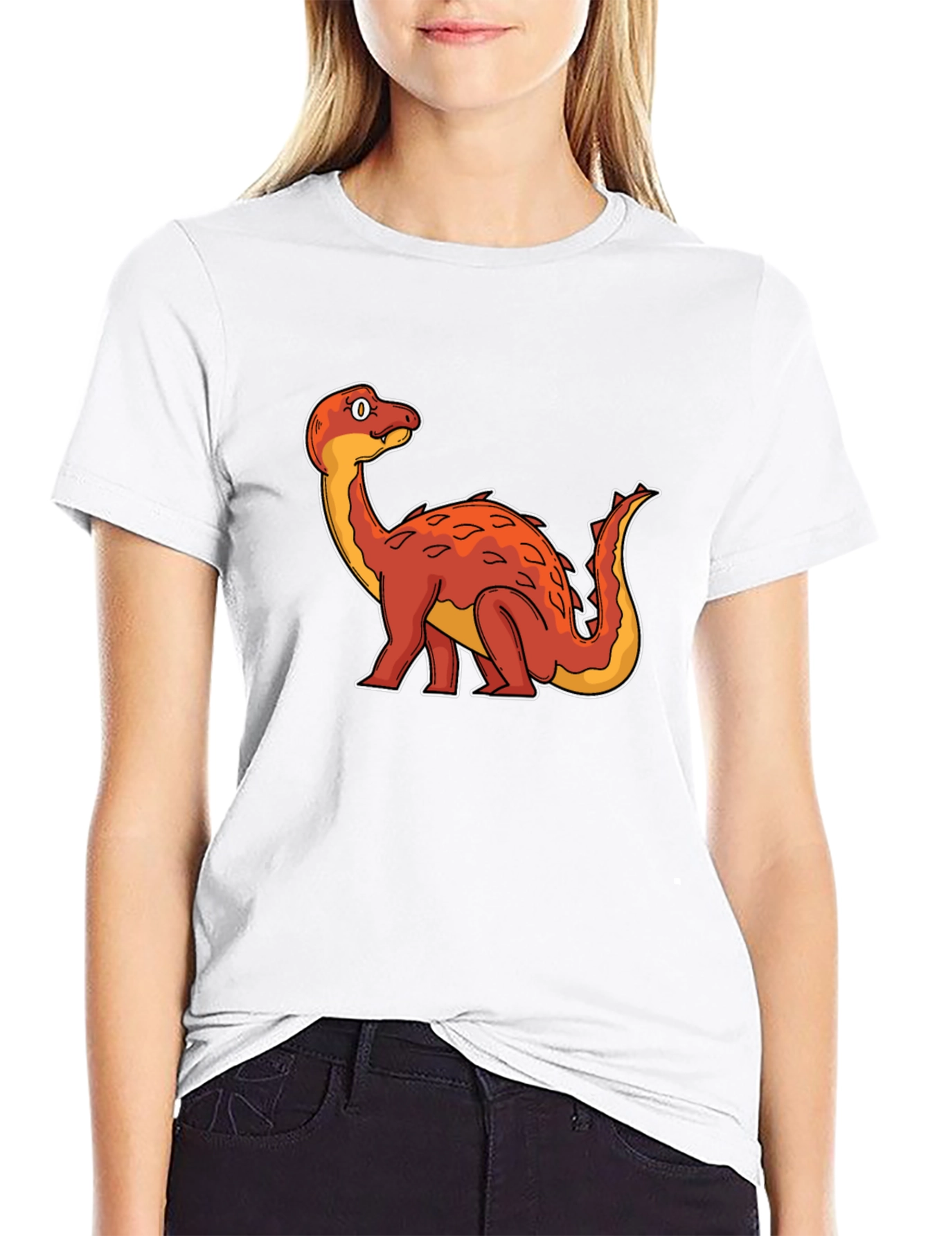 Dino Cartoon Graphic Tee - Black