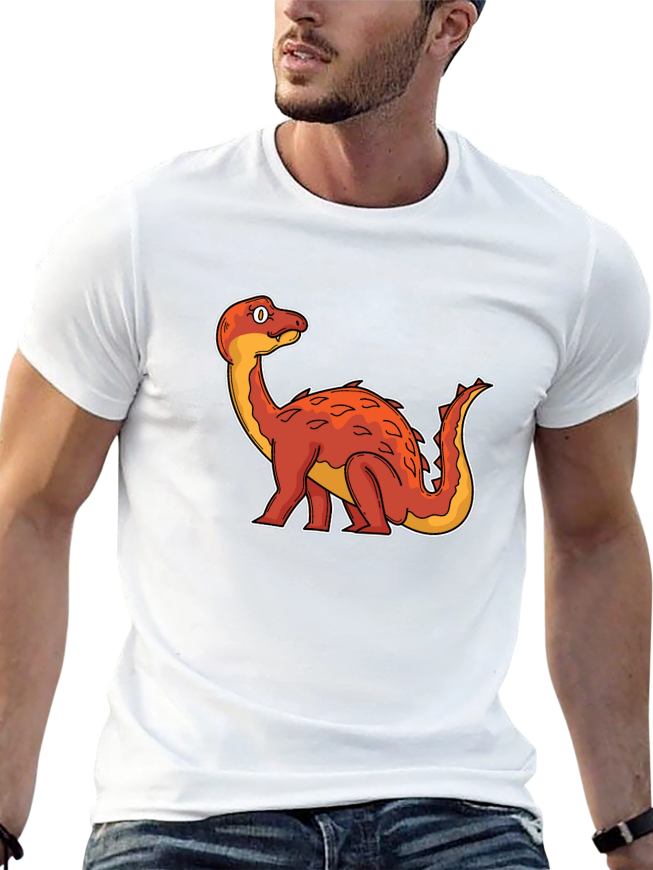 Dino Cartoon Graphic Tee - Black