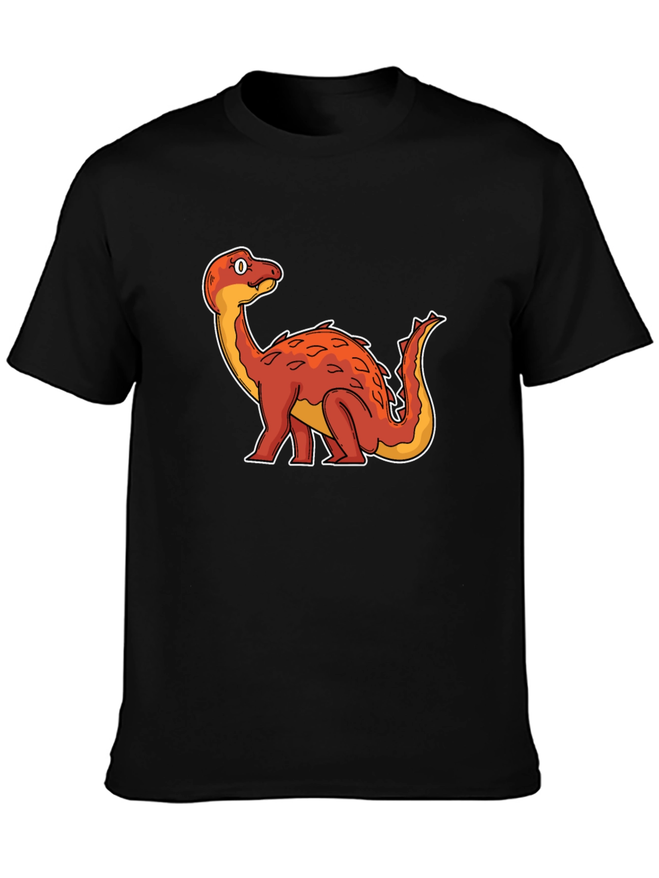 Dino Cartoon Graphic Tee - Black