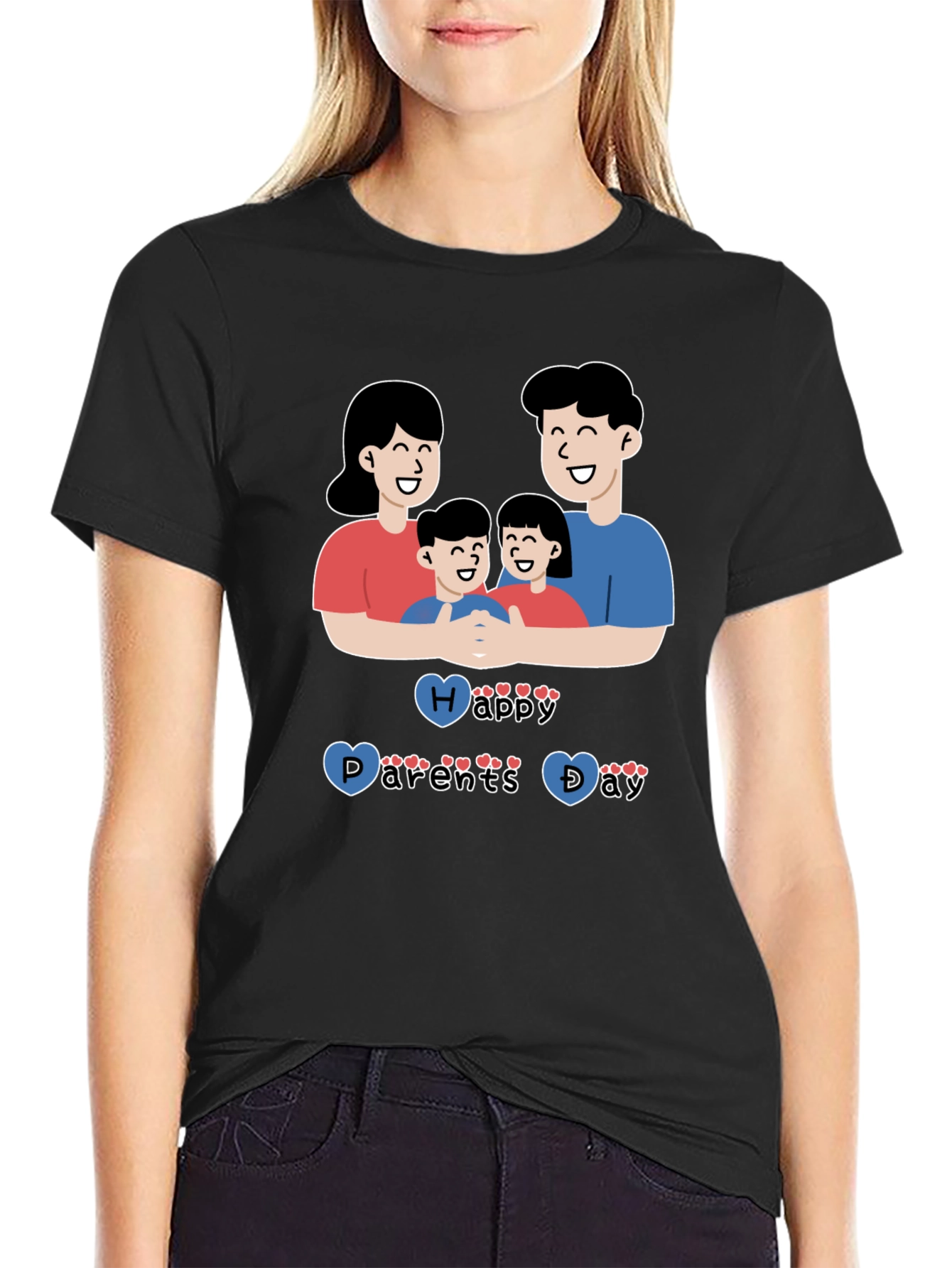 Happy Parents Day Graphic T-Shirt Black