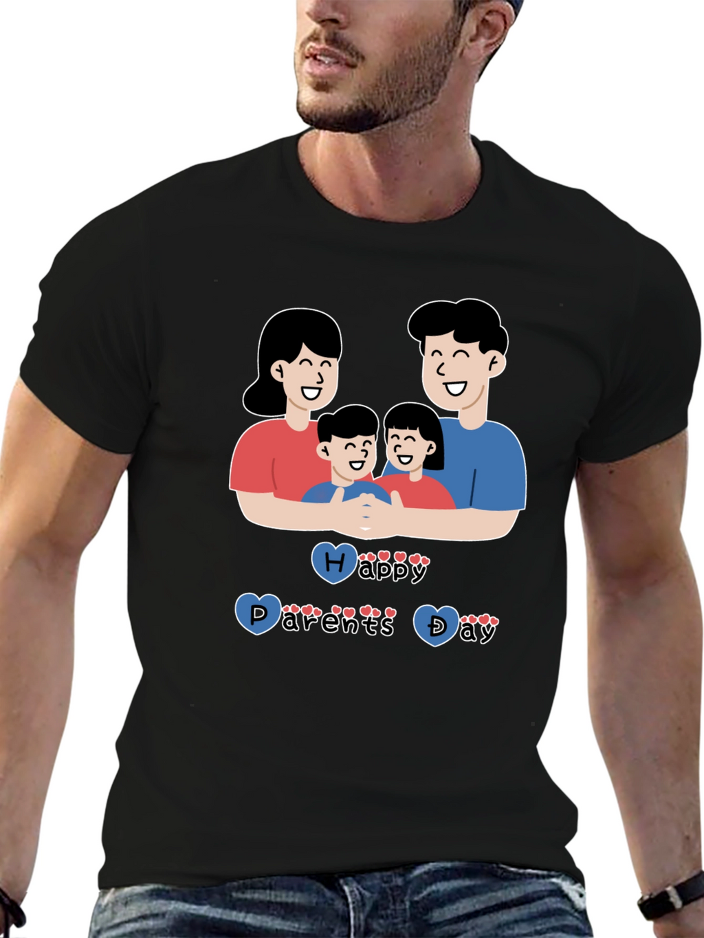 Happy Parents Day Graphic T-Shirt Black