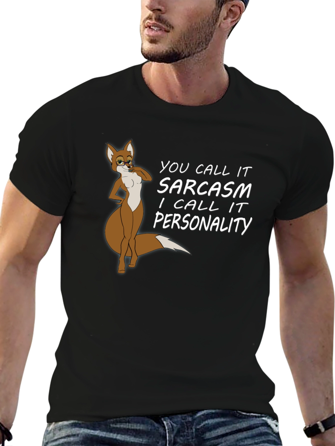 Sarcastic Fox Graphic Tee - Unisex Black T-Shirt