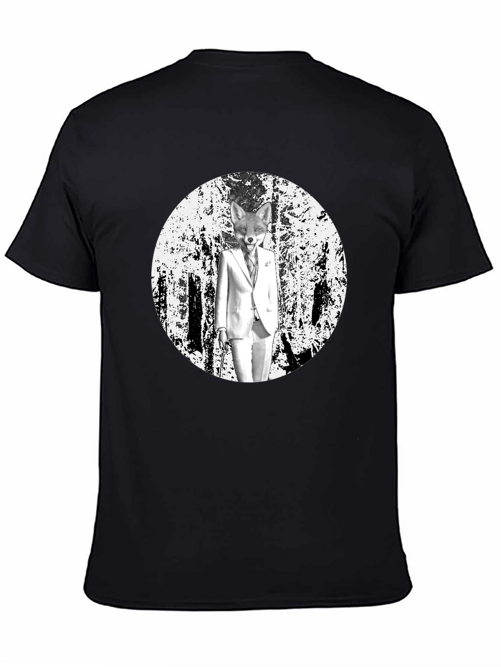 Fox in Suit Graphic Tee - Trendy Black T-Shirt