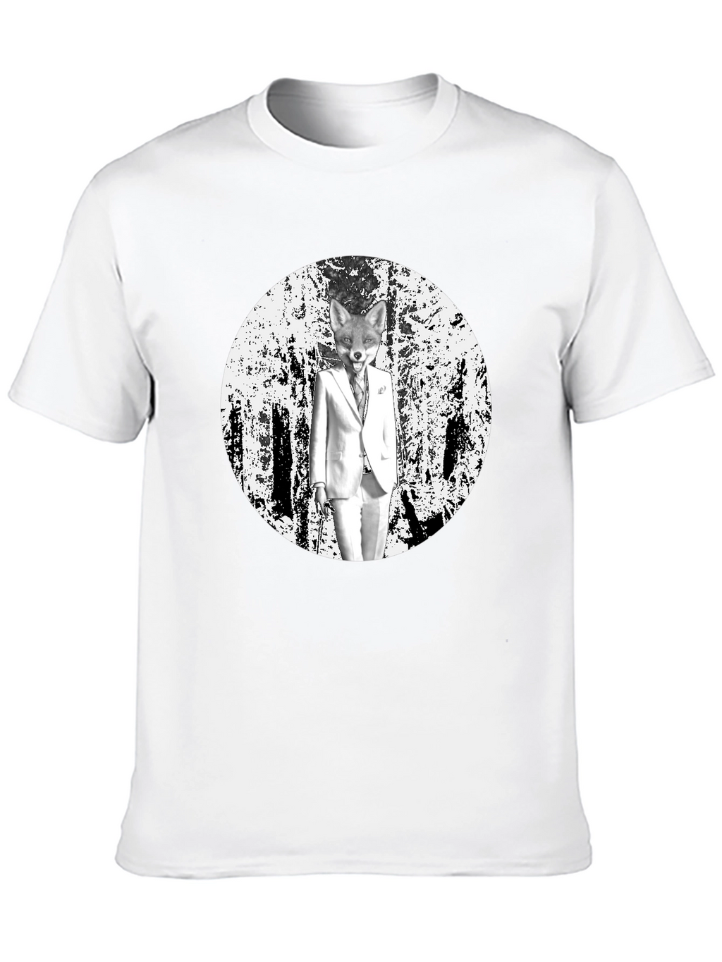Fox in Suit Graphic Tee - Trendy Black T-Shirt