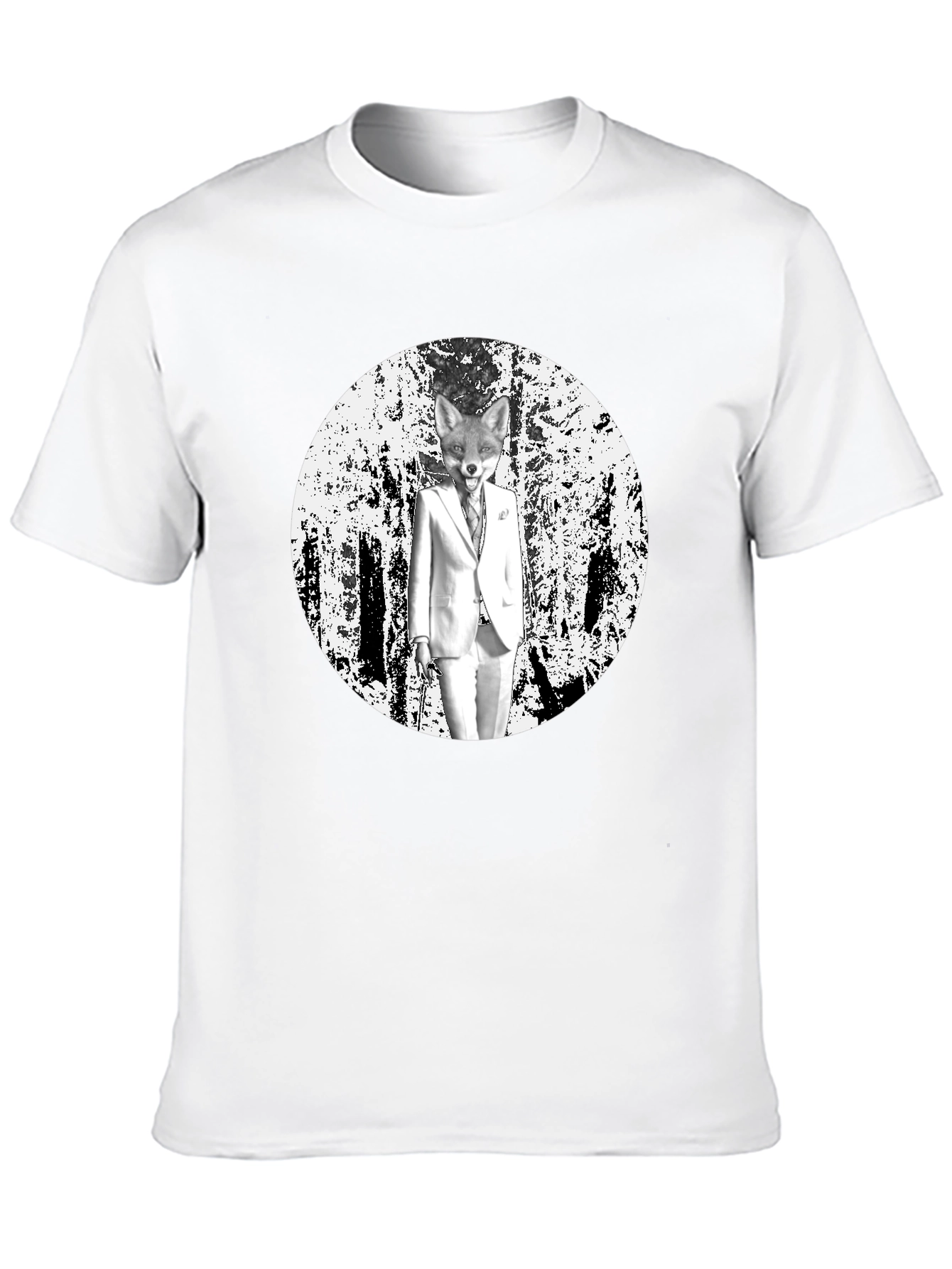 Fox in Suit Graphic Tee - Trendy Black T-Shirt