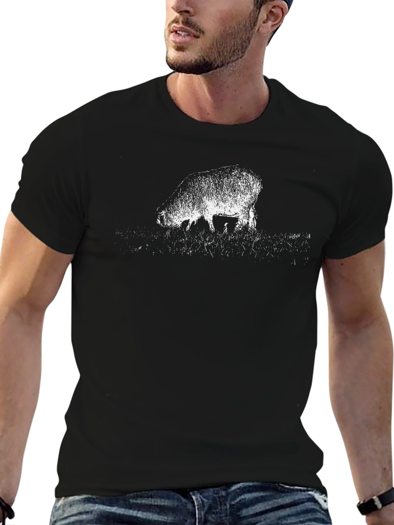 Sheep Graphic T-Shirt - Stylish Black Cotton Tee