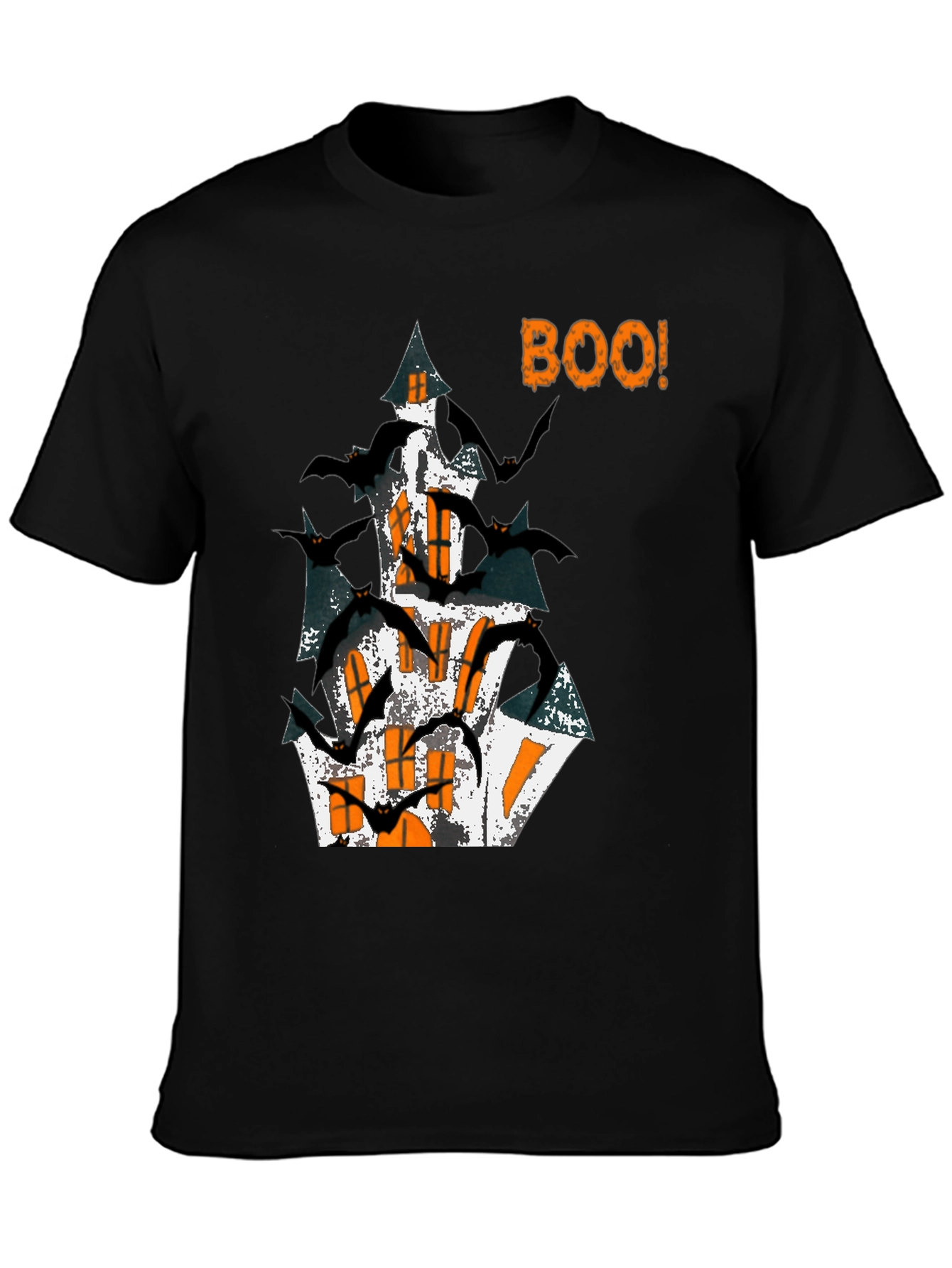 Halloween Spooky Haunted House Bats Graphic Tee