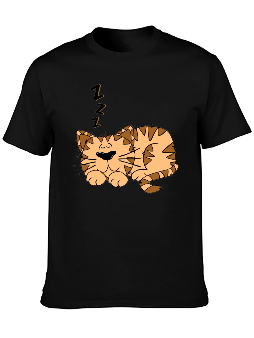 Sleeping Cat Graphic Tee - Black Cotton Comfort